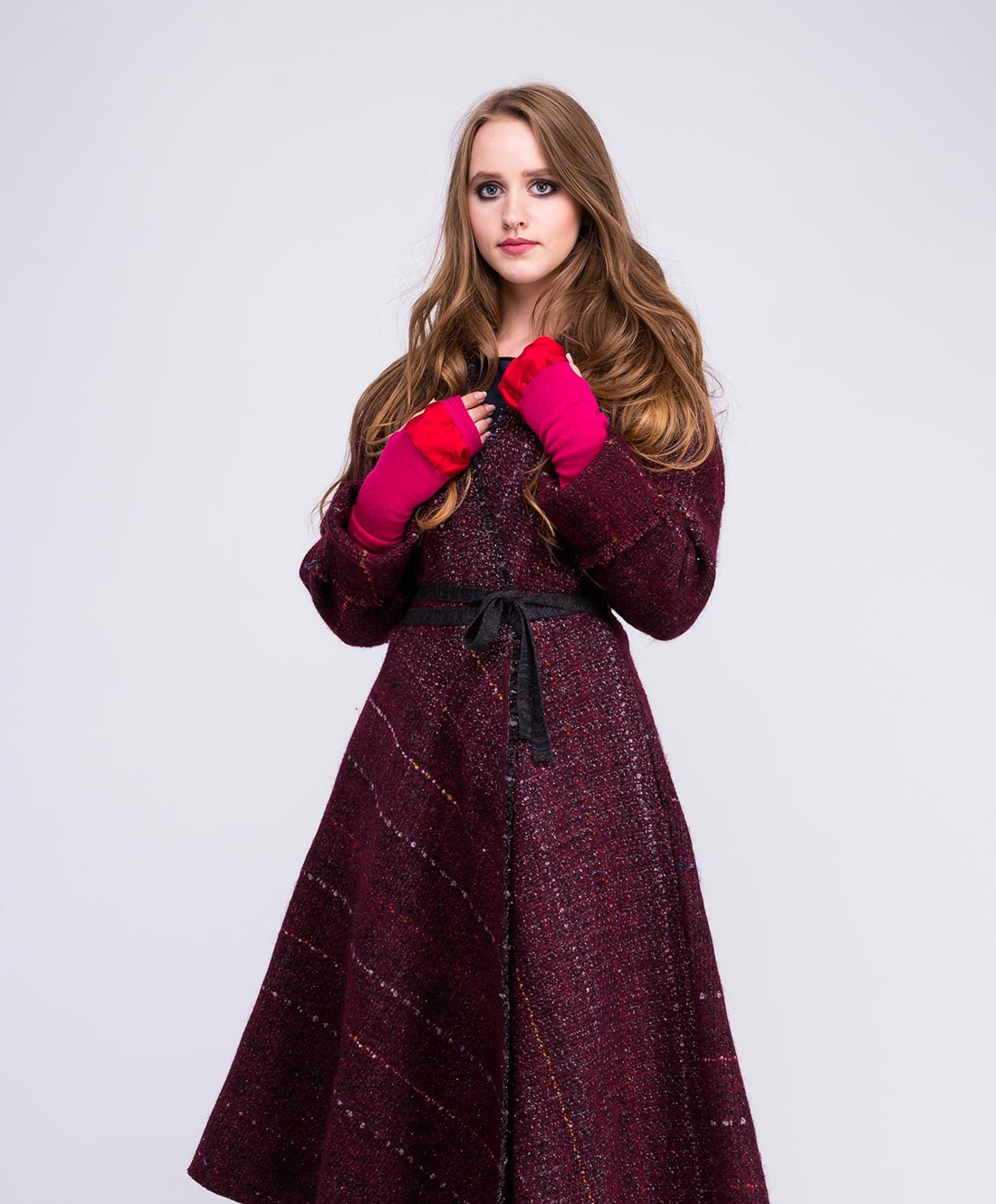 Pink wool and silk mittens for women BIJOU – Image 6