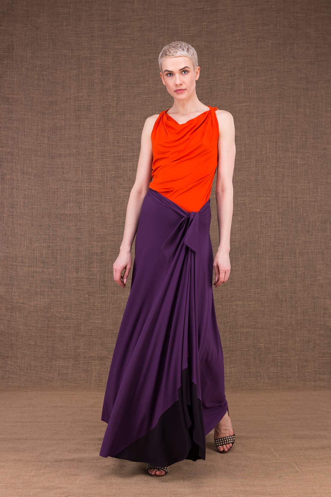 Jupe violette longue en jersey de viscose BLIZZAIR