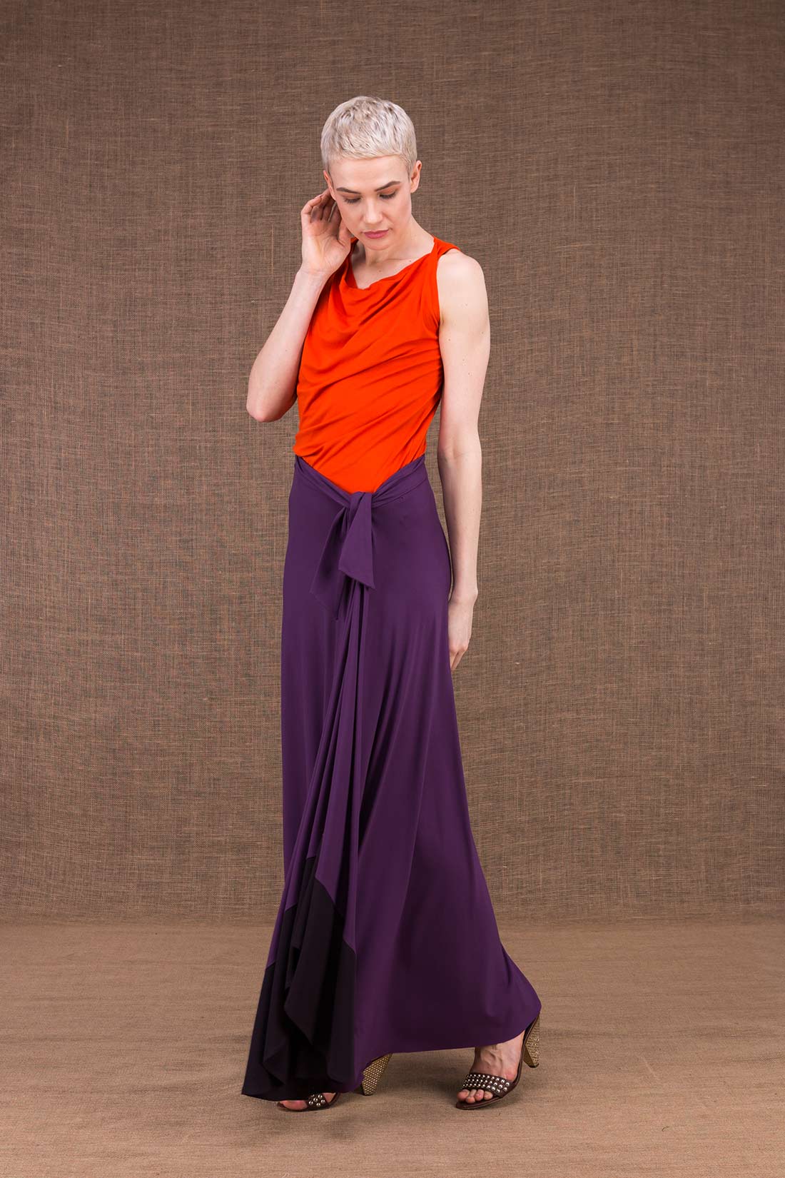 Jupe violette longue en jersey de viscose BLIZZAIR – Image 2