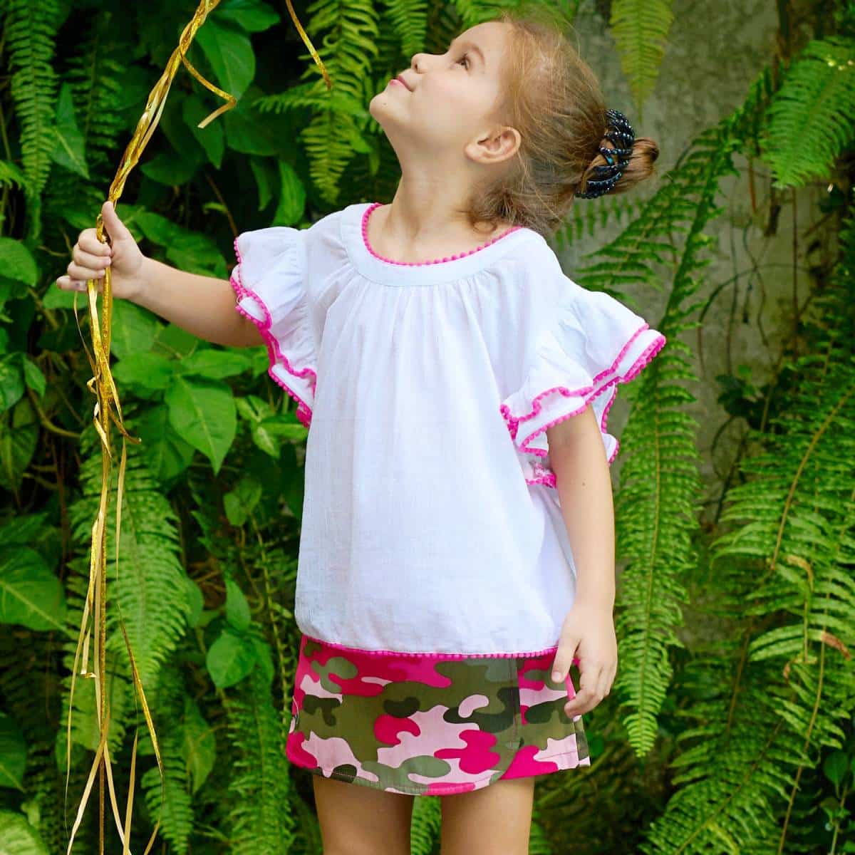 Blouse Blanche Été Fille | Rose Fuchsia | Manches Papillons | BUTTERFLY – Image 6