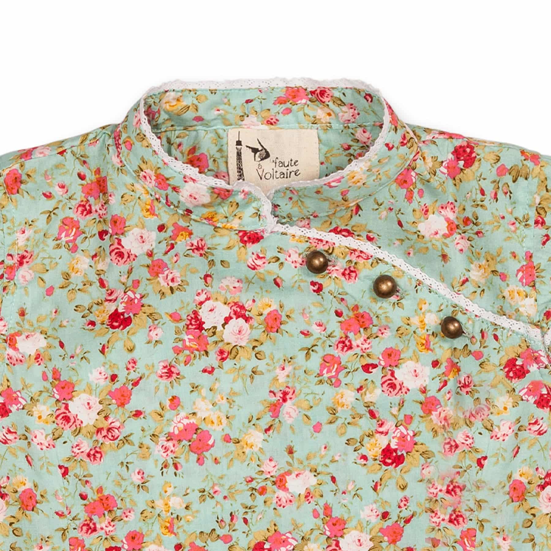 Blouse Chinoise à col Mao Fille | Fleurie Liberty Vert | ANNAM – Image 4