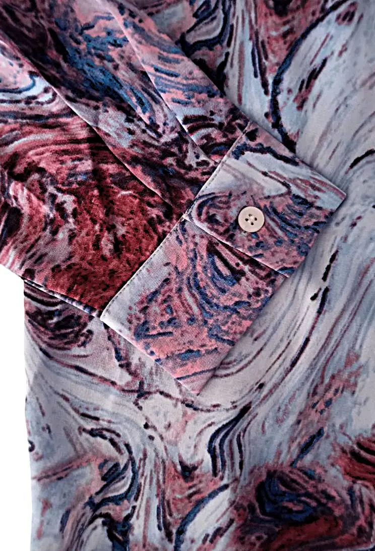 Chemisier Femme Classique Imprimé Abstrait Prune & Bleu – Image 9