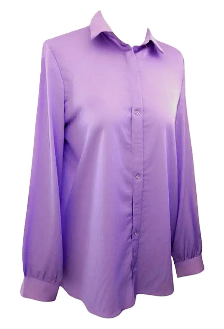Chemisier aspect soie mauve uni – Image 3