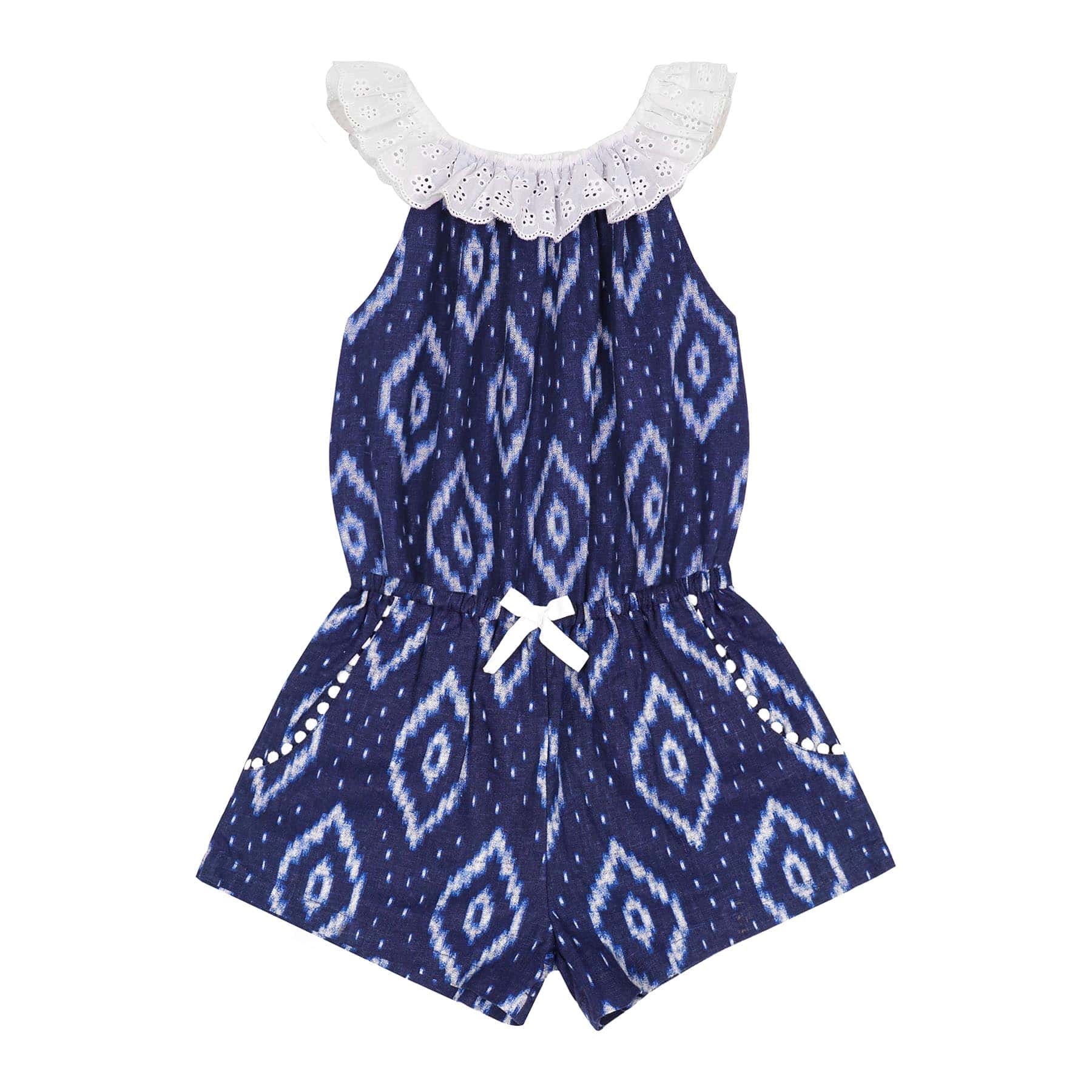 Combi-Short Été Fille | Col Élastique | Tie-and-Dye Bleu Marine | LOLITA – Image 3