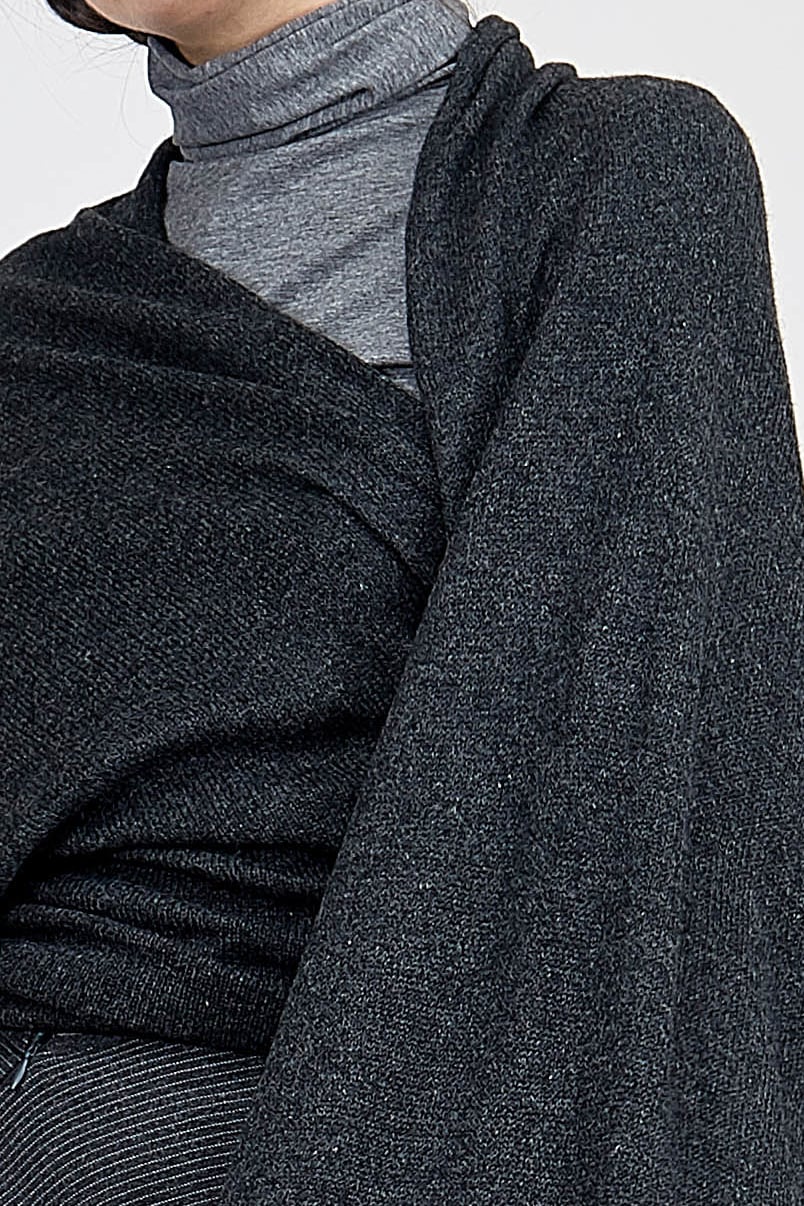 Châle gris anthracite grand en cachemire COCON – Image 2