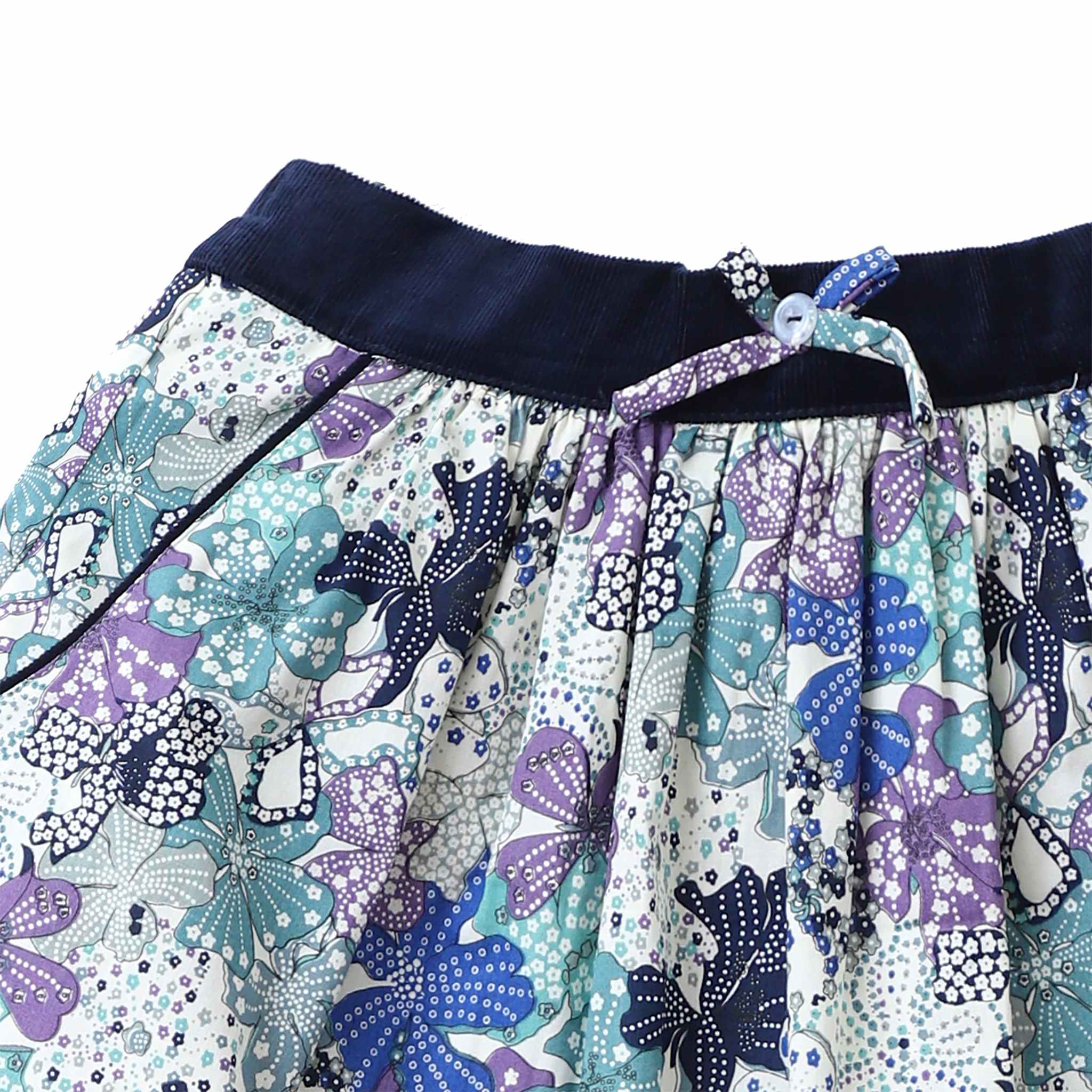 Jupe Fleurie Bleu Marine, Lilas pour Fille | LILOU – Image 4