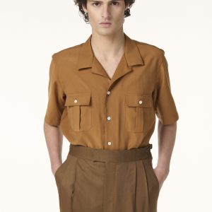 Chemise militaire en tencel ocre