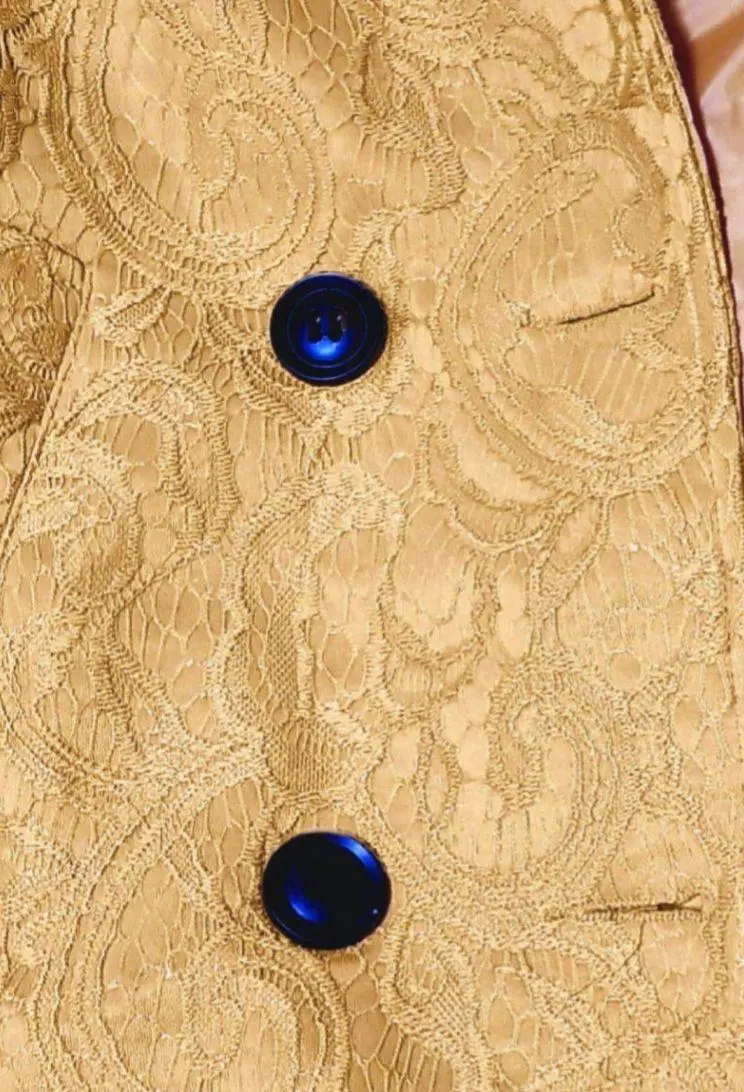 Manteau Moutarde Fantaisie pour Femme avec Ceinture et Boutons Noirs – Image 4