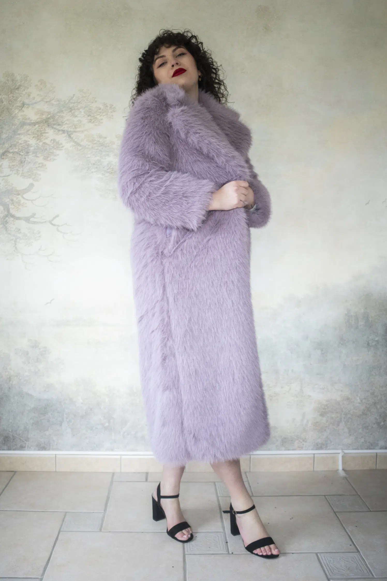 Manteau long en fausse fourrure