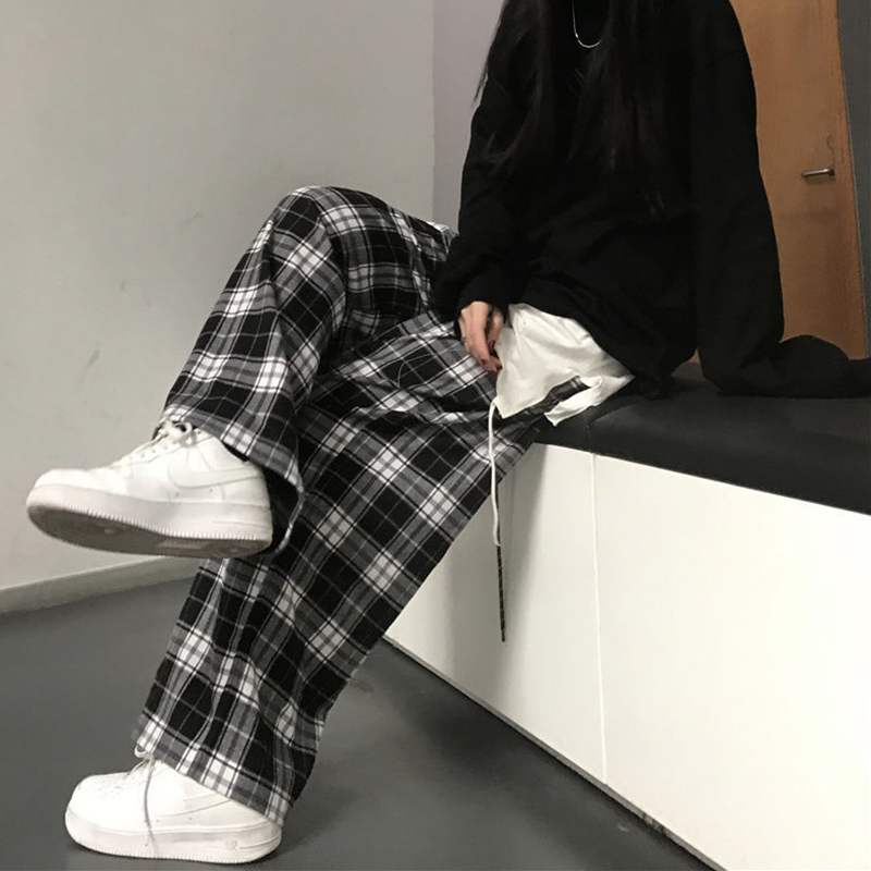 Pantalon Large à Carreaux Écossais Femme – Image 9