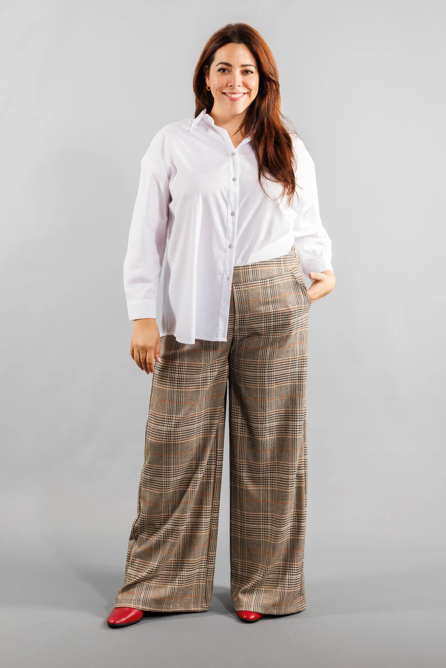 Pantalon palazzo à carreaux Grande Taille – Image 2