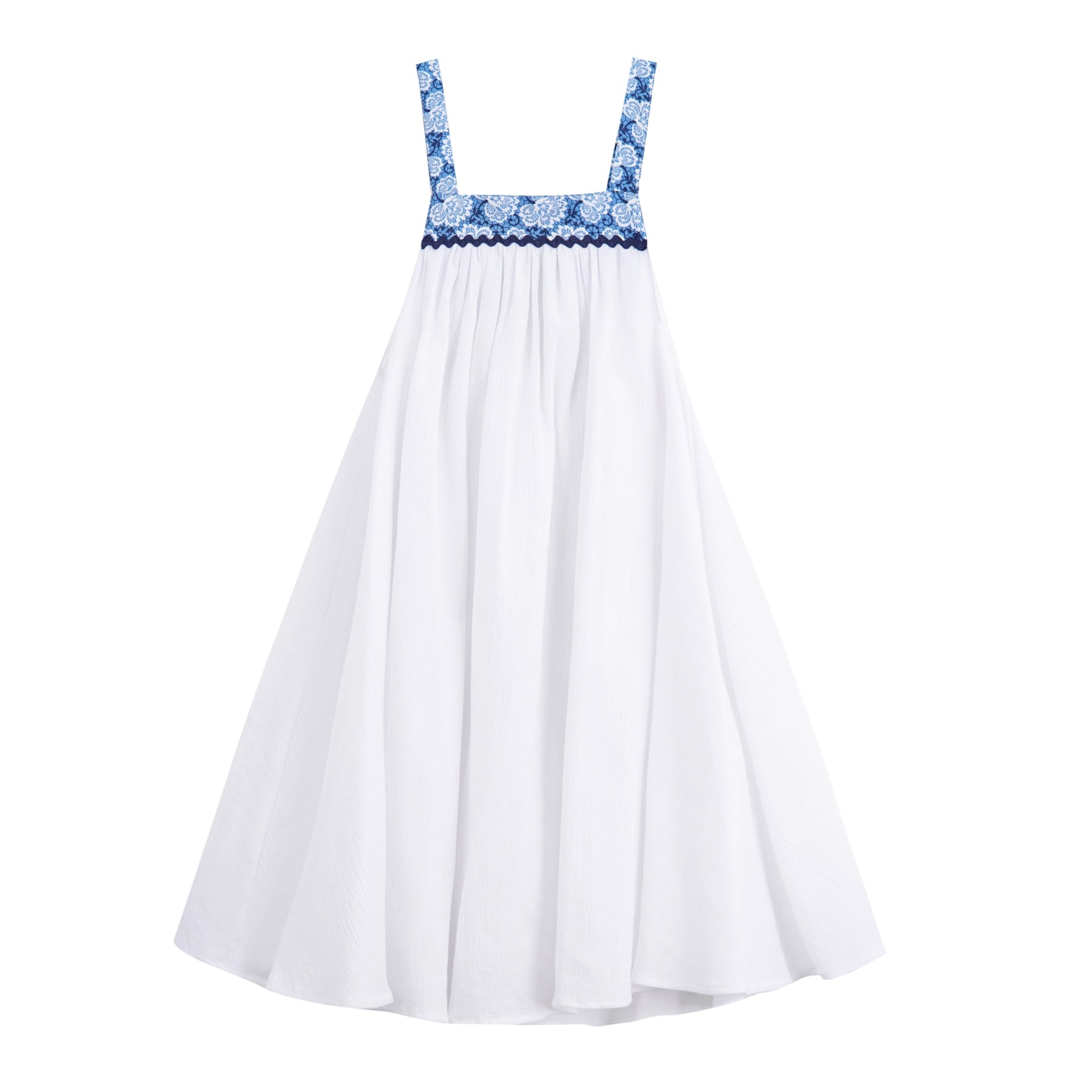 Robe Demoiselle d’Honneur Blanche Fleurie Bleue Fille | Coupe Ample | EMMA – Image 5