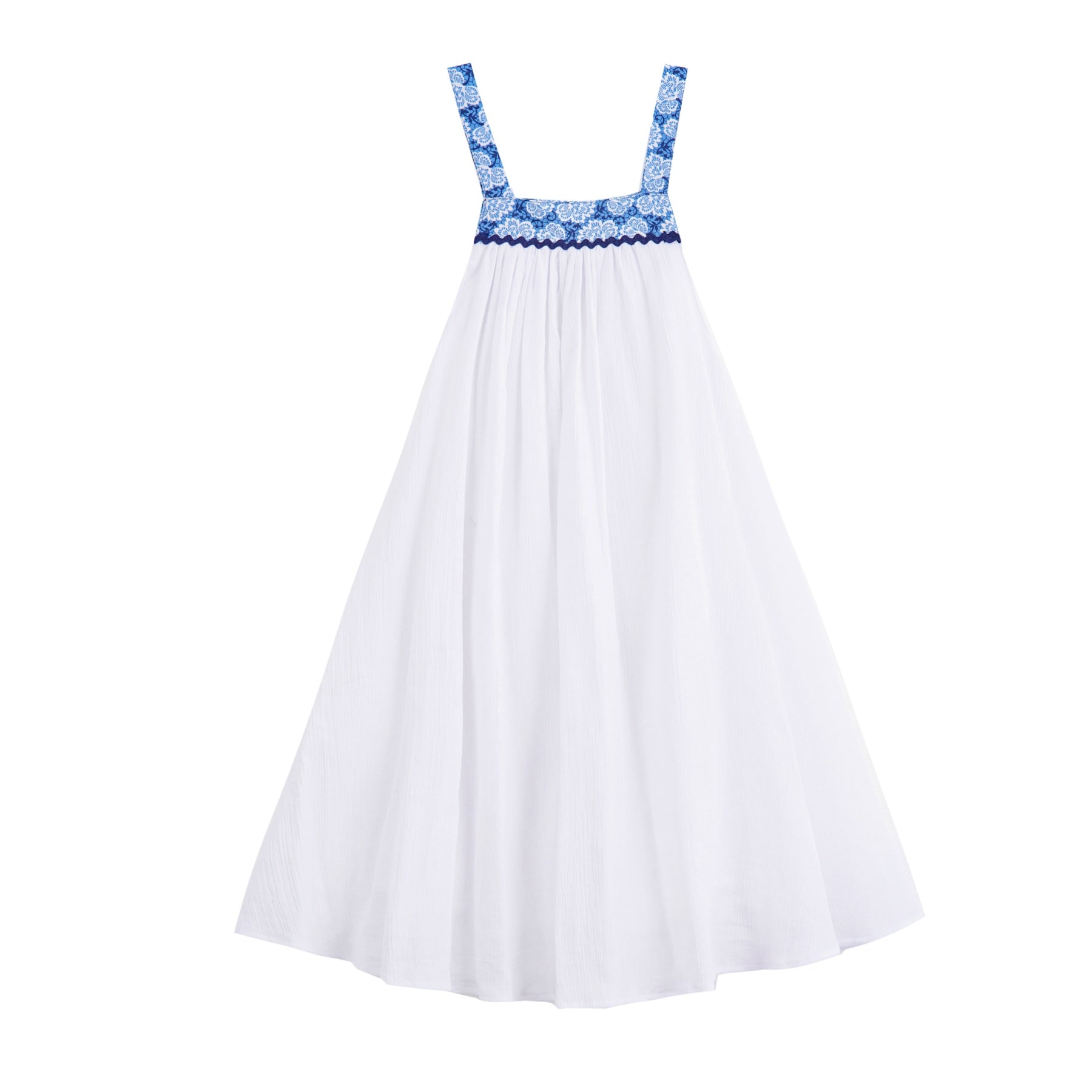Robe Demoiselle d’Honneur Blanche Fleurie Bleue Fille | Coupe Ample | EMMA – Image 3