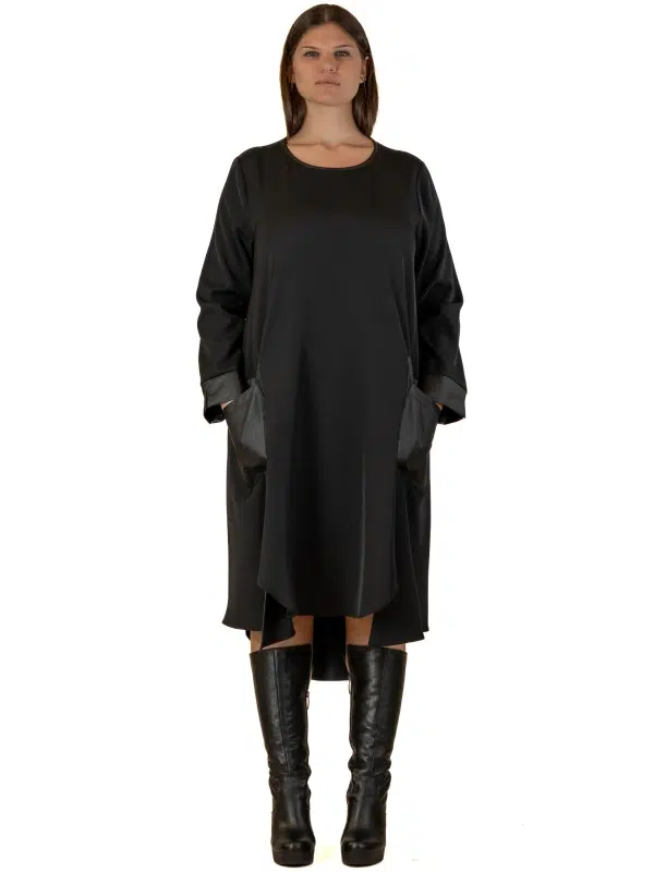 Robe fluide à poches simili cuir