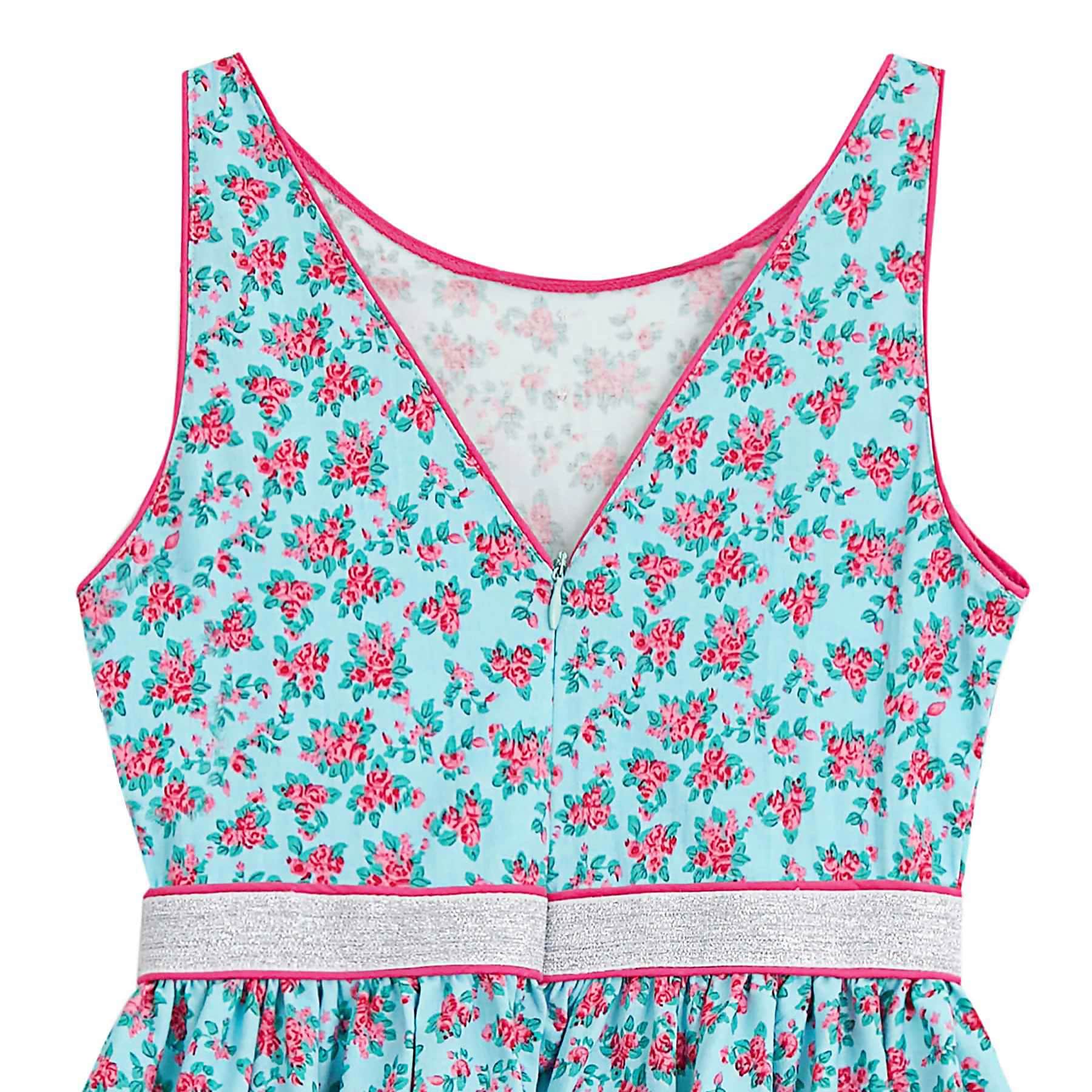 Robe Qui Tourne fille | Fleurie Bleu Turquoise Fuchsia | HEPBURN – Image 5