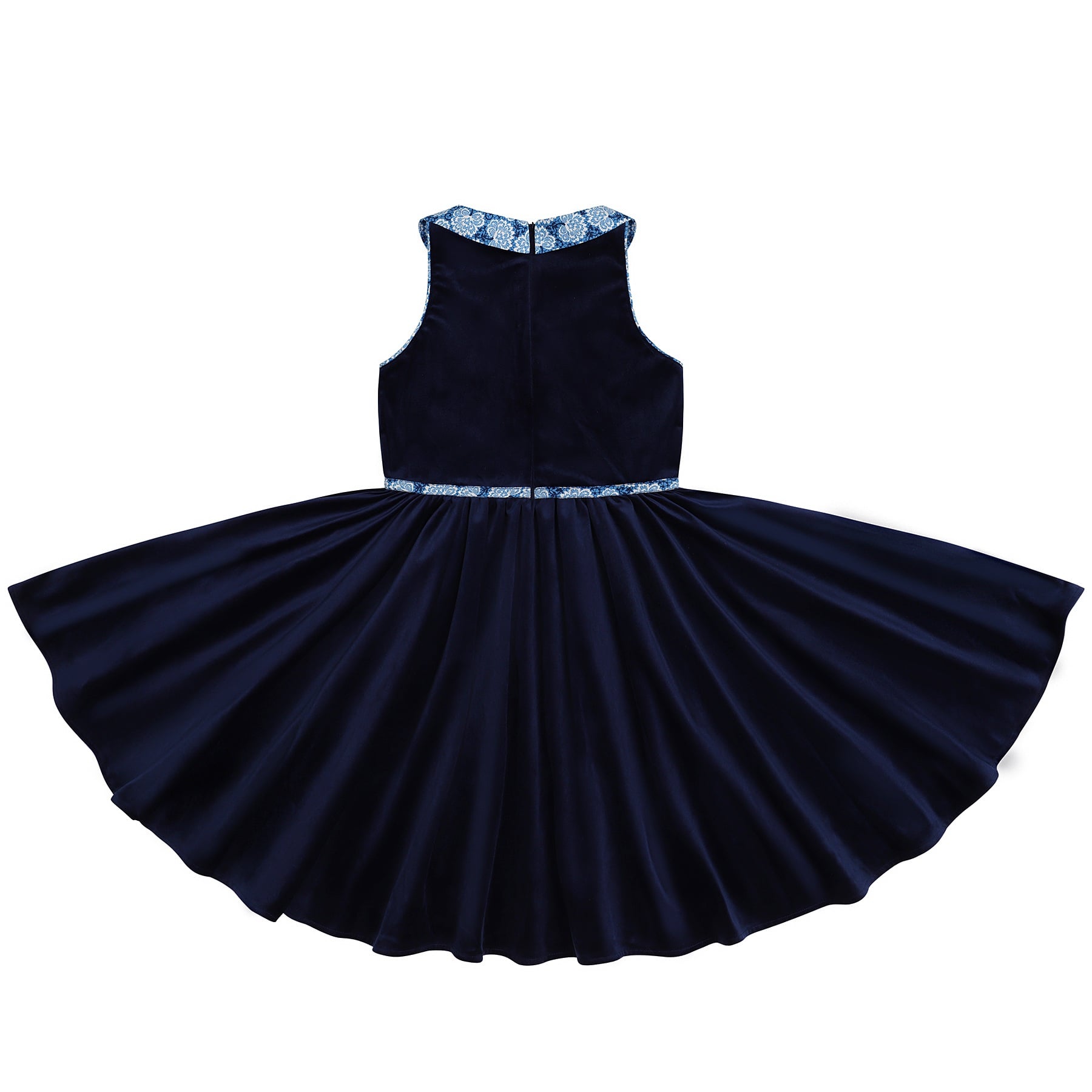 Robe Bleu Marine Hiver Fille | Col Fleuri Liberty | HEPBURN – Image 5