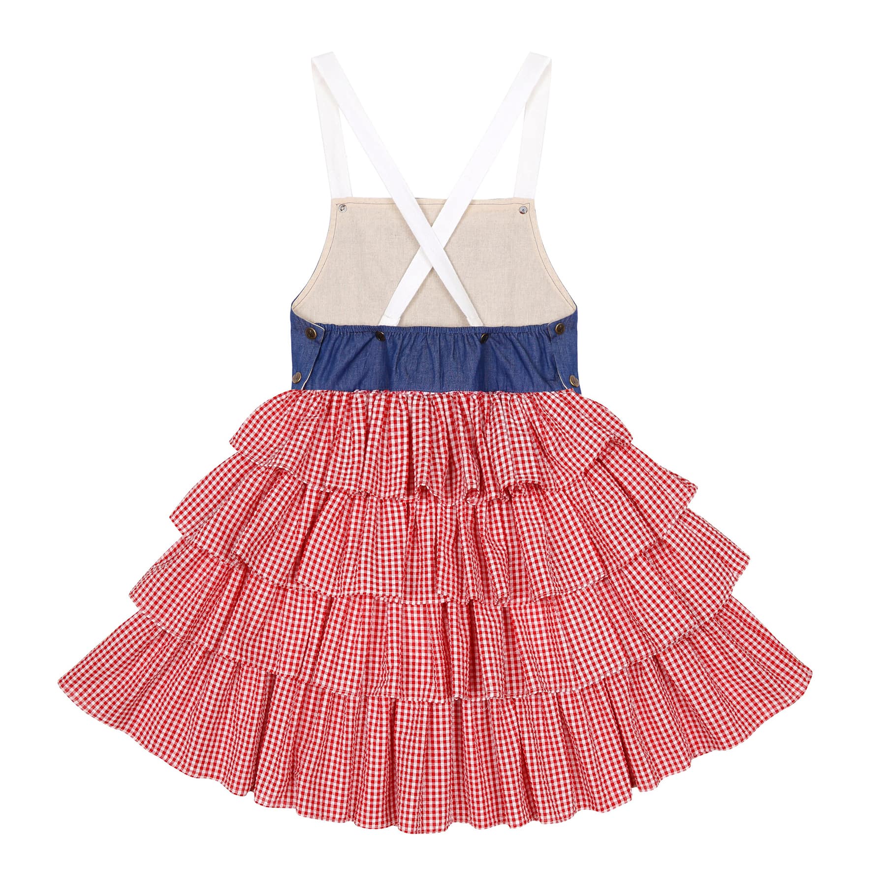 Robe Salopette Été Fille | Carreaux Vichy Rose Foncé | GIGI – Image 4