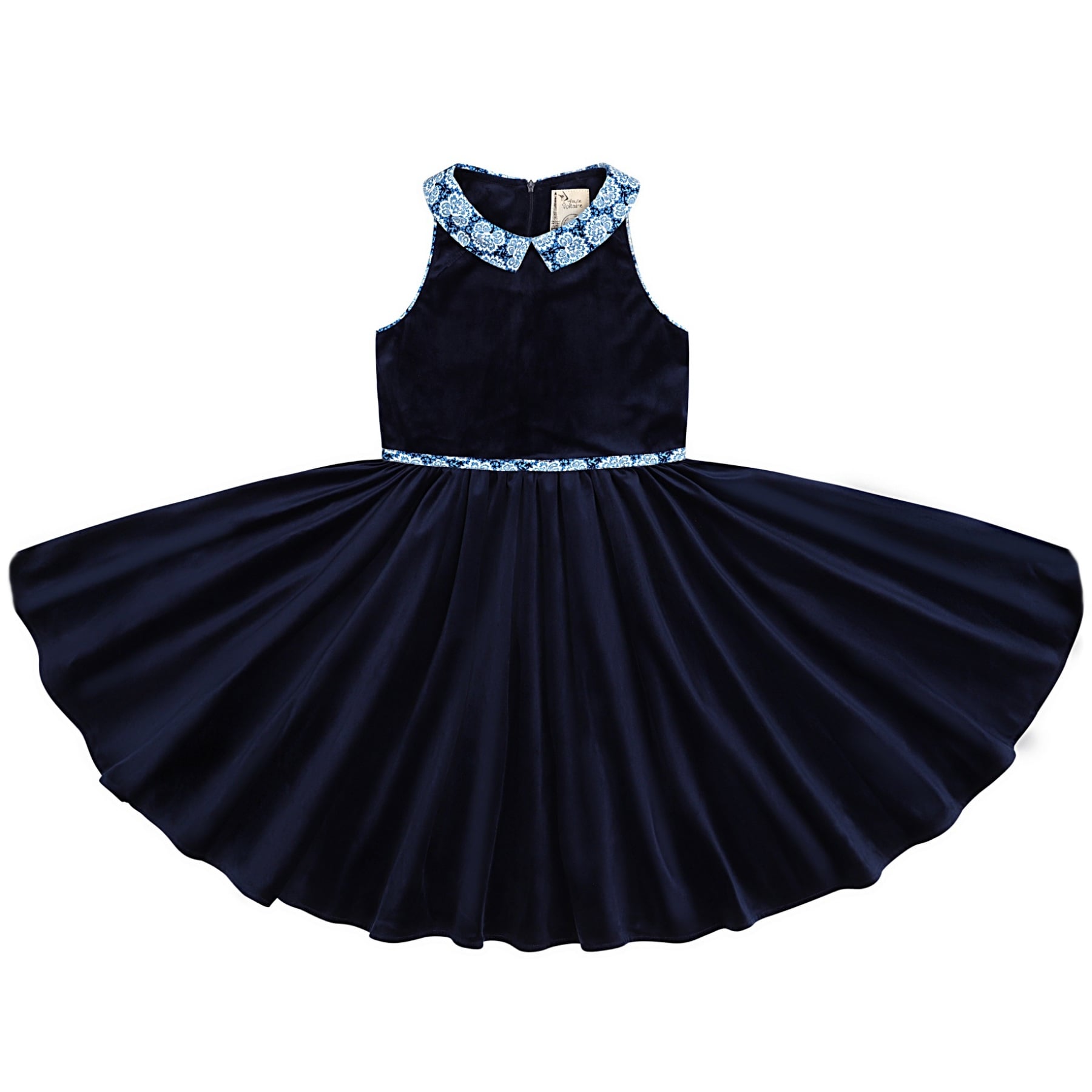 Robe Bleu Marine Hiver Fille | Col Fleuri Liberty | HEPBURN – Image 3