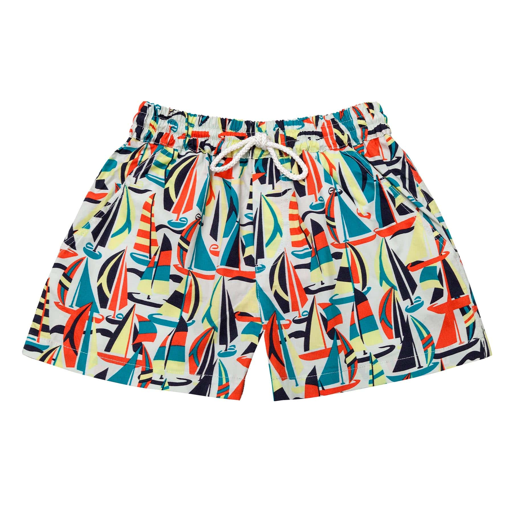 Short de Bain Garçon | Orange Imprimé Voiliers Rétros | SWIMBOY – Image 3