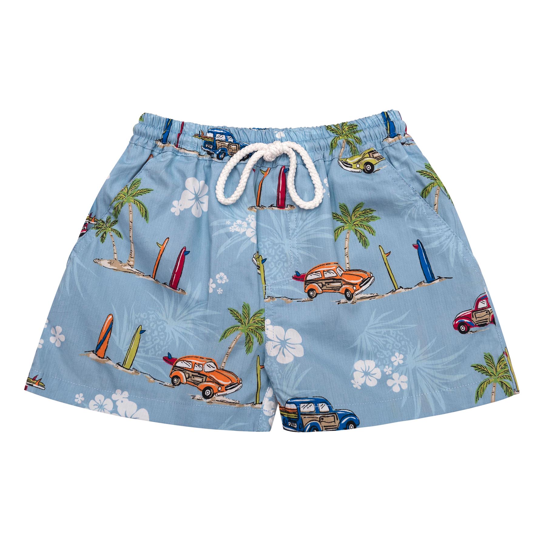 Short de Bain Garçon | Bleu Imprimé Voitures Rétro | SWIMBOY – Image 3