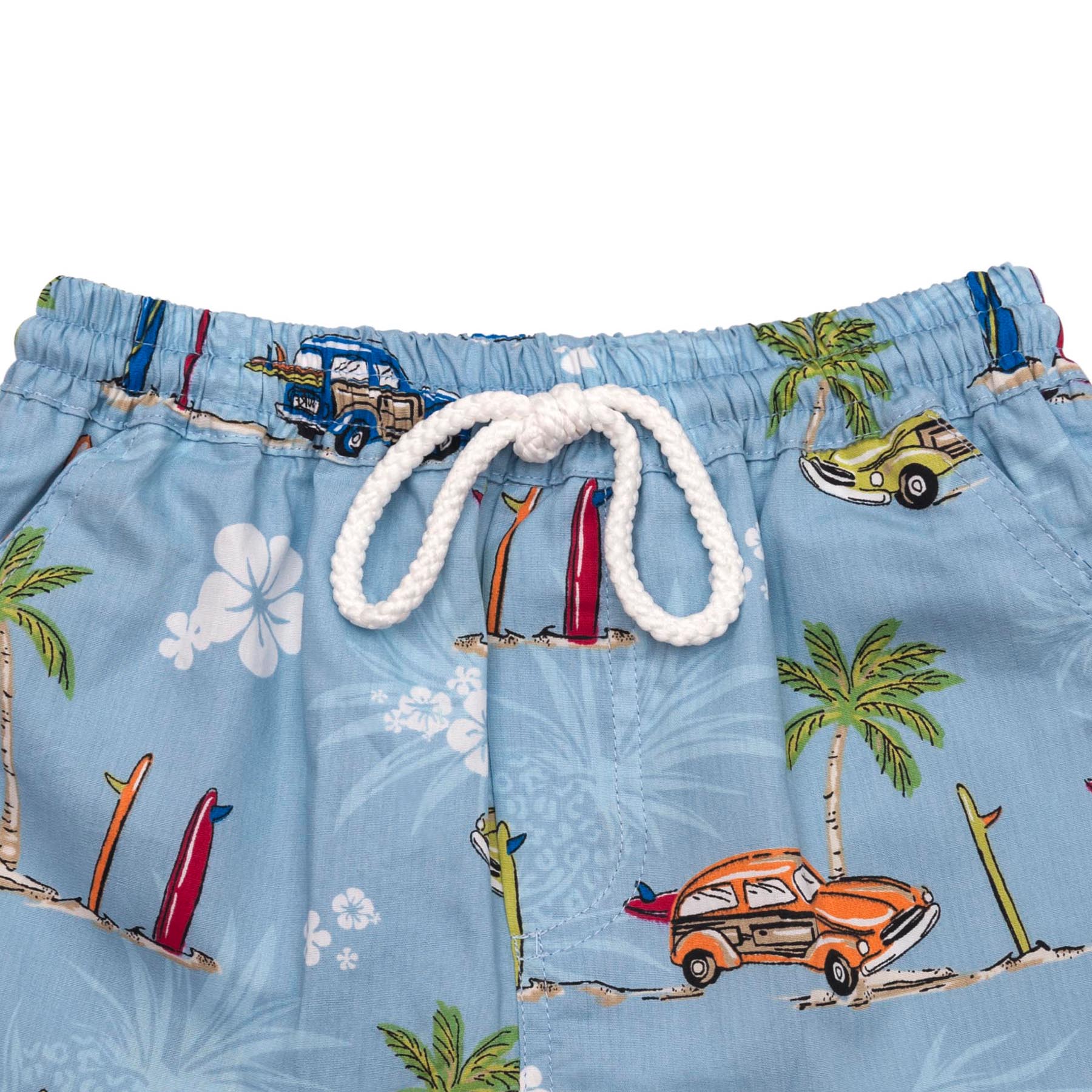 Short de Bain Garçon | Bleu Imprimé Voitures Rétro | SWIMBOY – Image 4