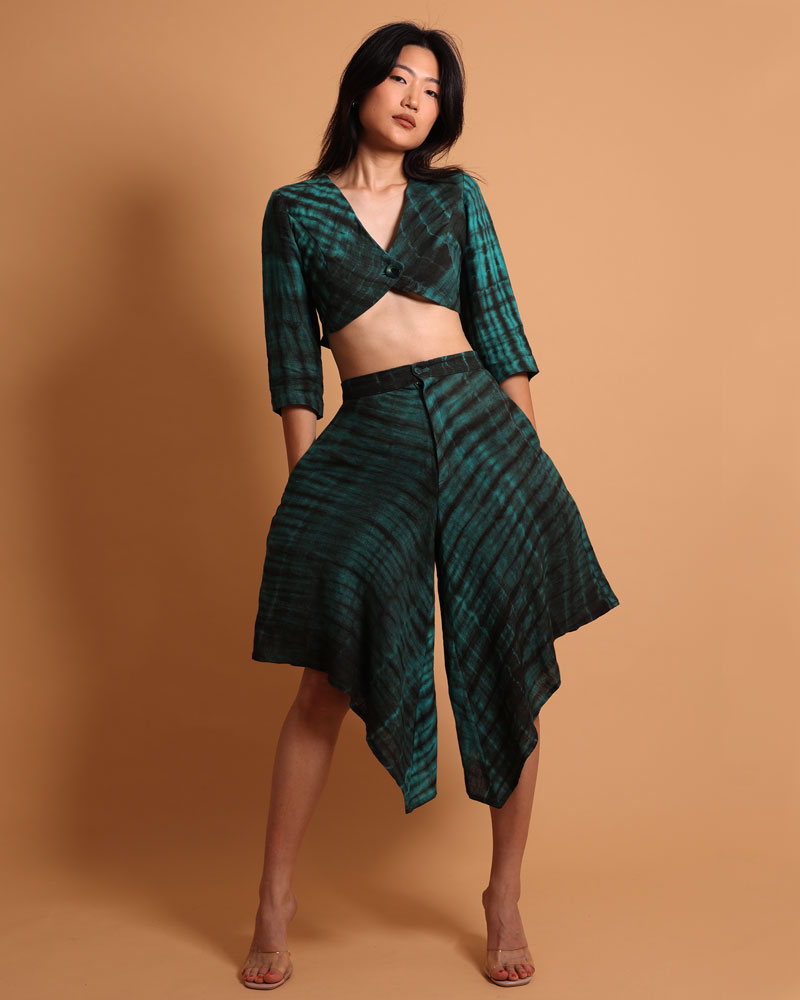 Ensemble tie and dye – crop top et jupe pantalon – Vespa