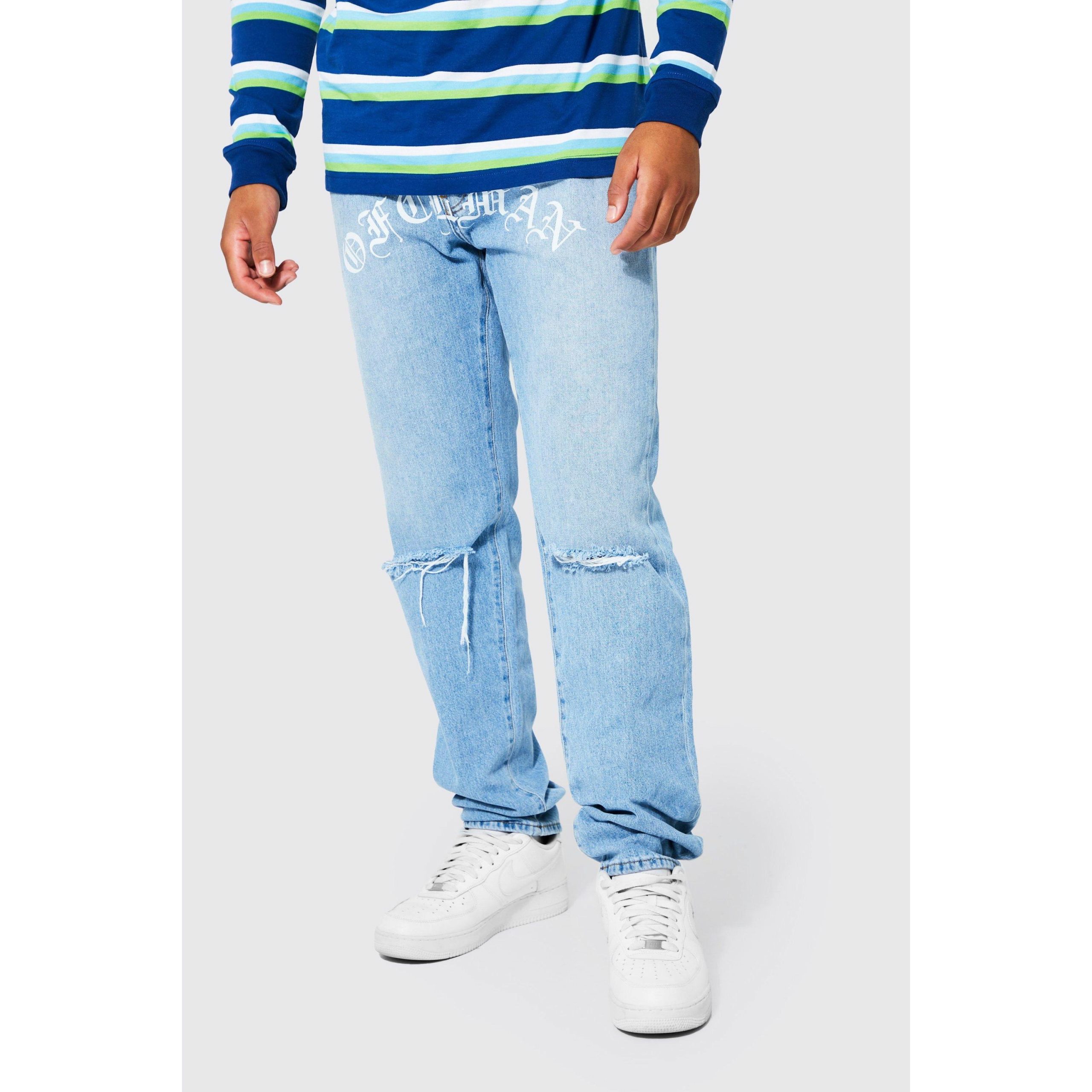 Tall – Jean droit imprimé – Ofcl – Bleu clair