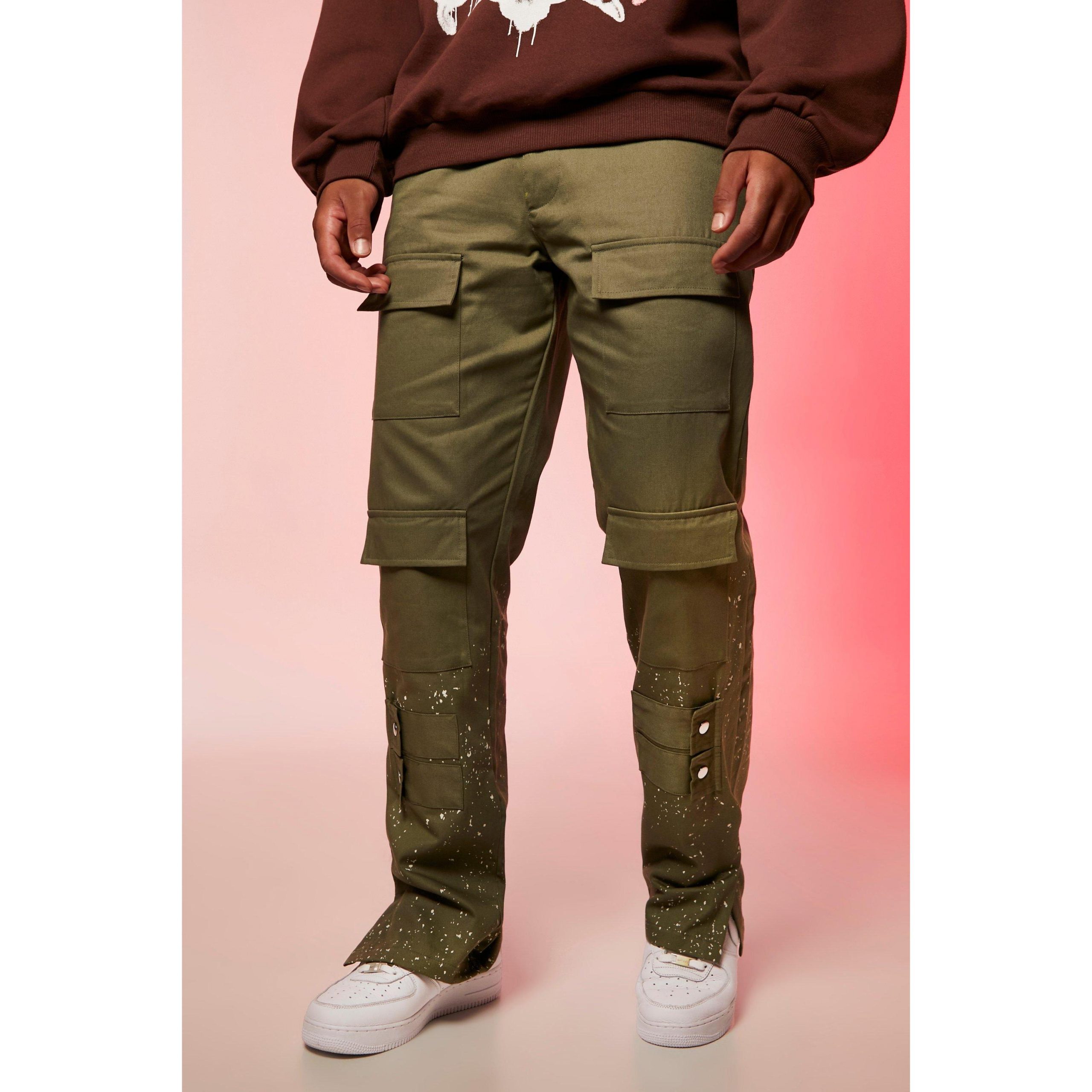 Tall – Pantalon cargo droit à poches multiples – Vert olive