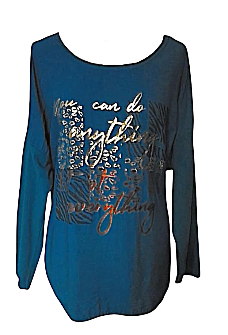 Tee-Shirt bleu dur ample à Manches Longues Femme – Image 3