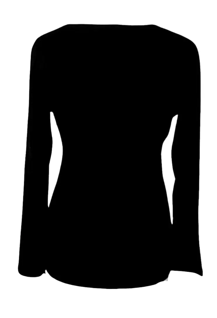 Tee-Shirt Femme Manches Longues Noir avec Dentelle et Strass “Vogue” – Image 3