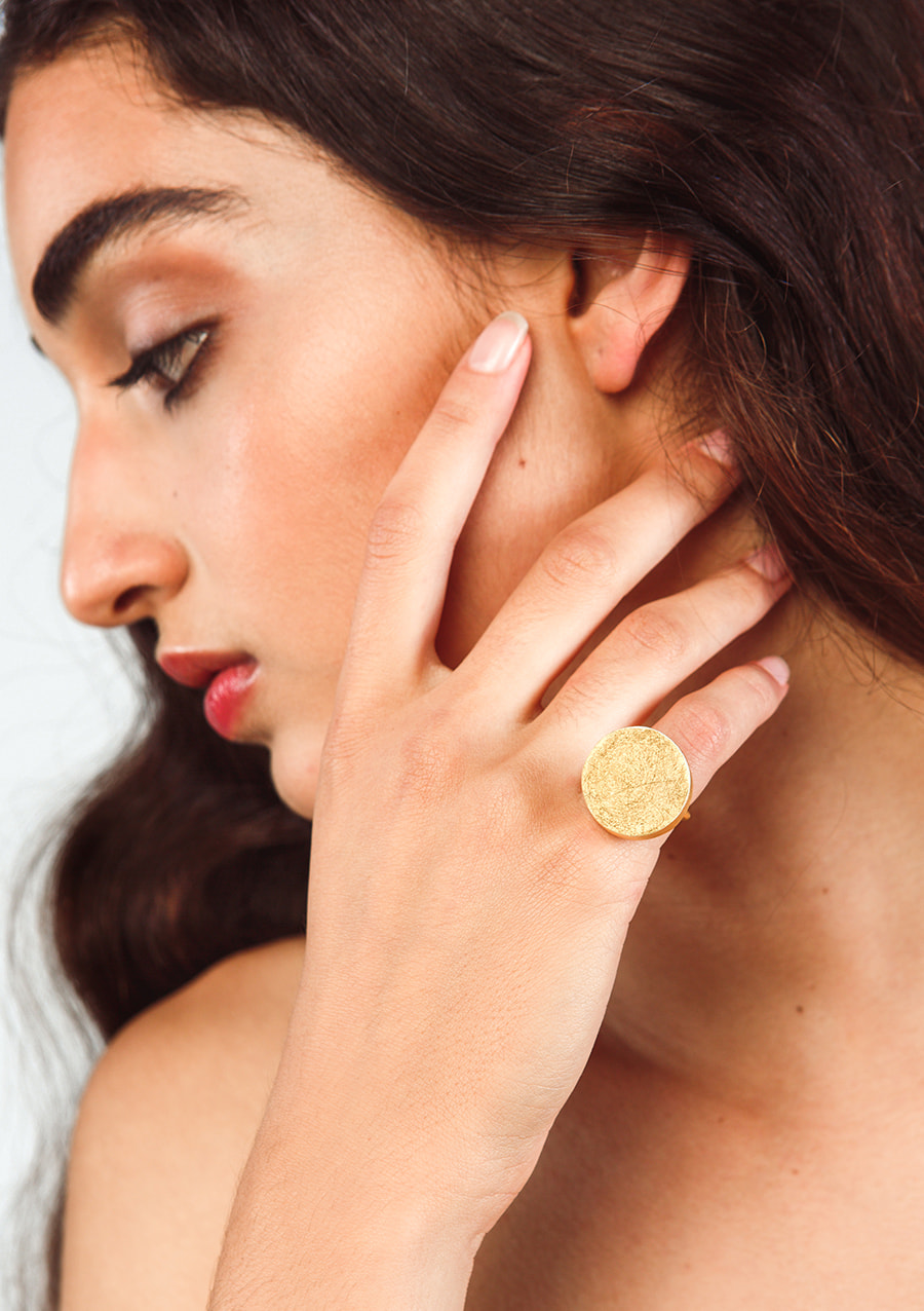Adjustable hat ring, silver / 22k gold – Little Box ring – Image 2