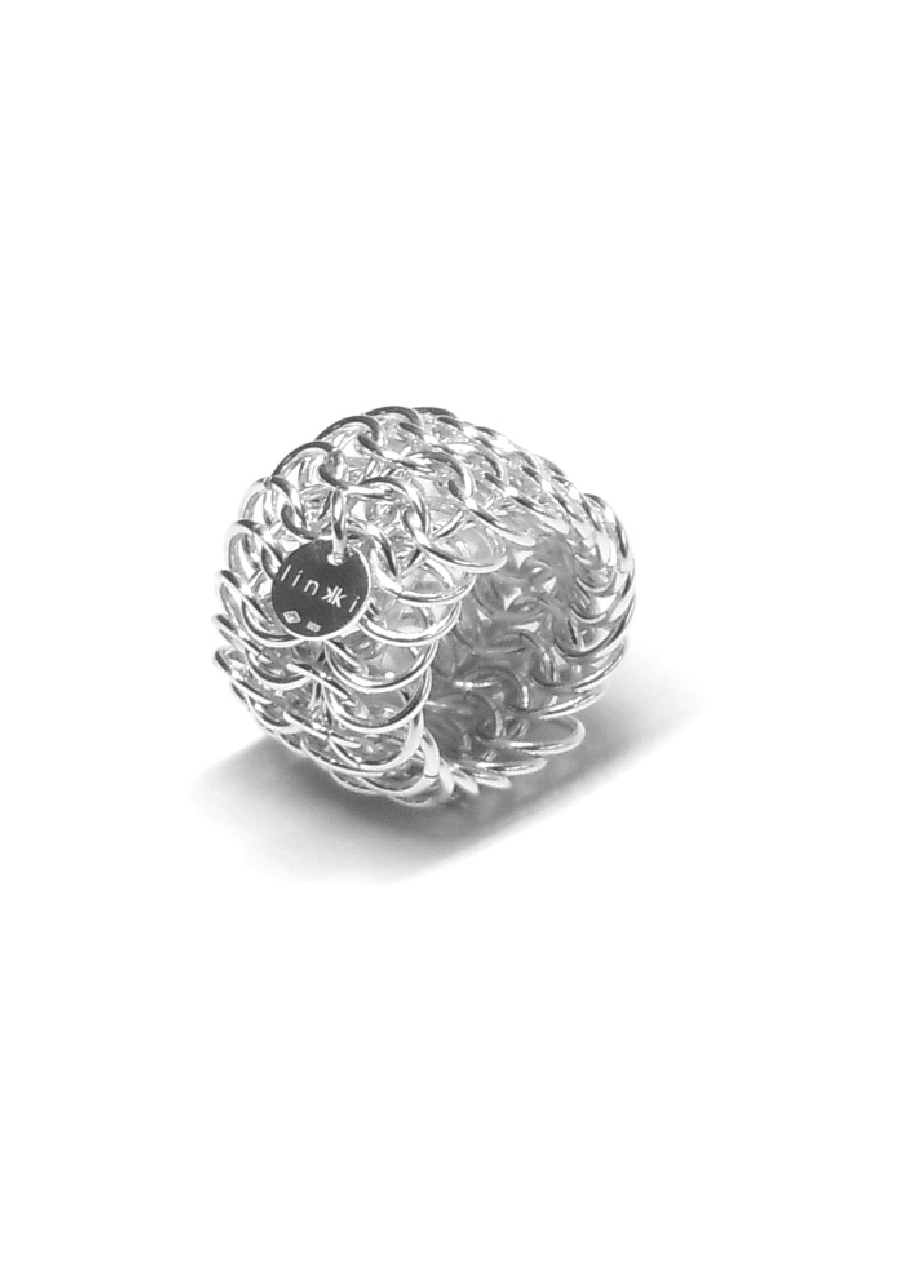 Bague souple mixte en maille d’argent – Jää large Ø1.1