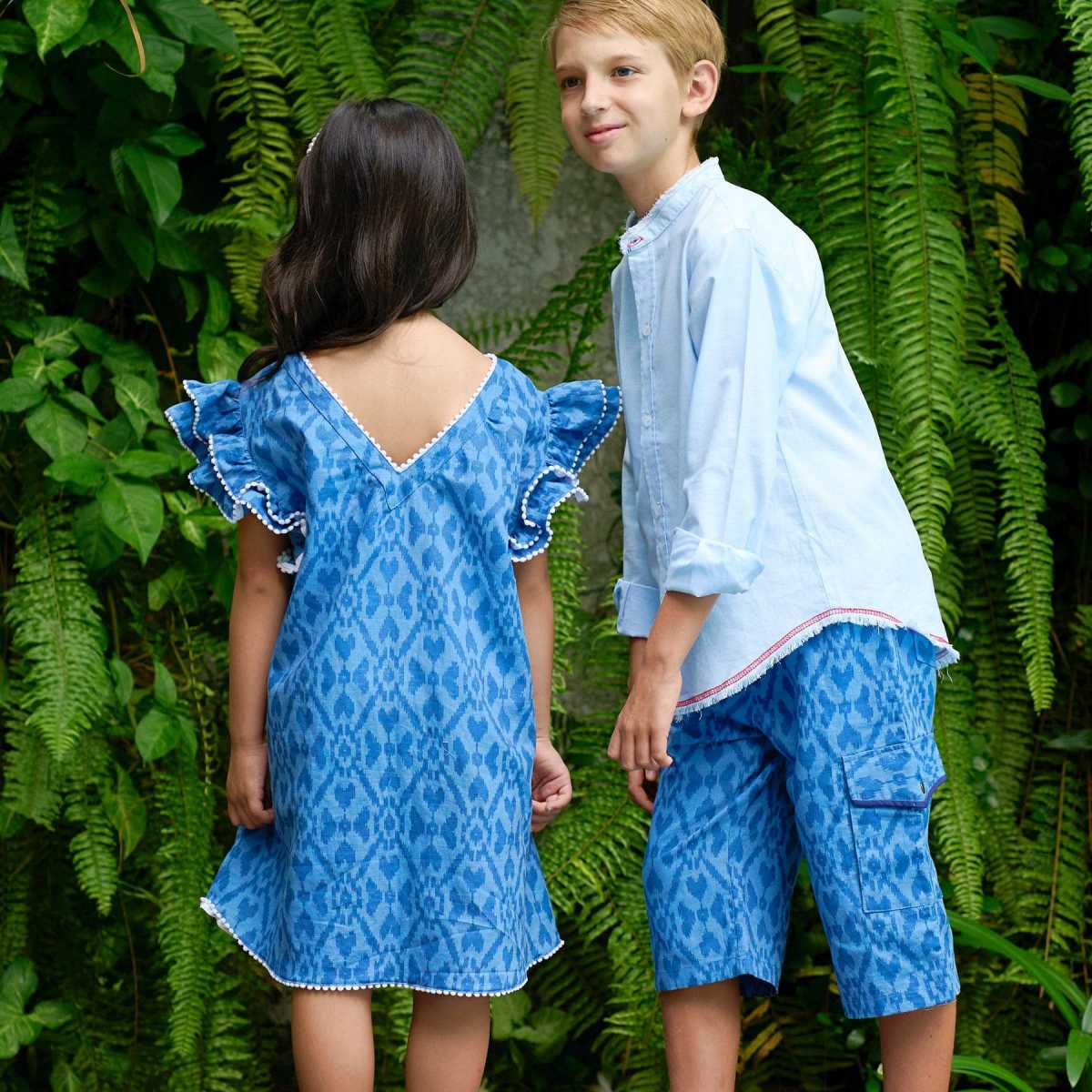 Bermuda Bleu Imprimé Tie and Dye | Poches Cargo | ARCACHON – Image 2