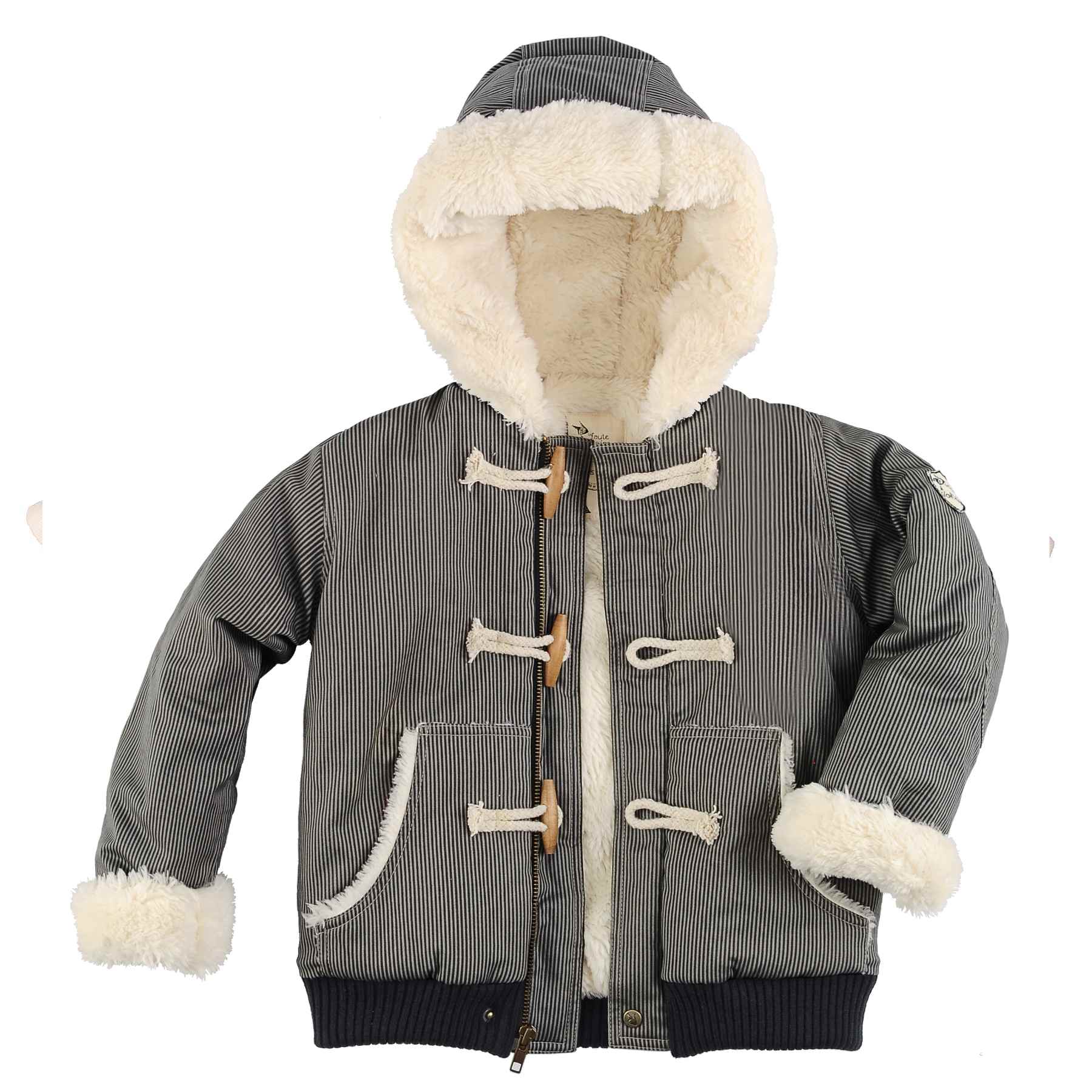 Blouson Gris Garçon | à Capuche | Doublure Imitation Mouton | JUDE
