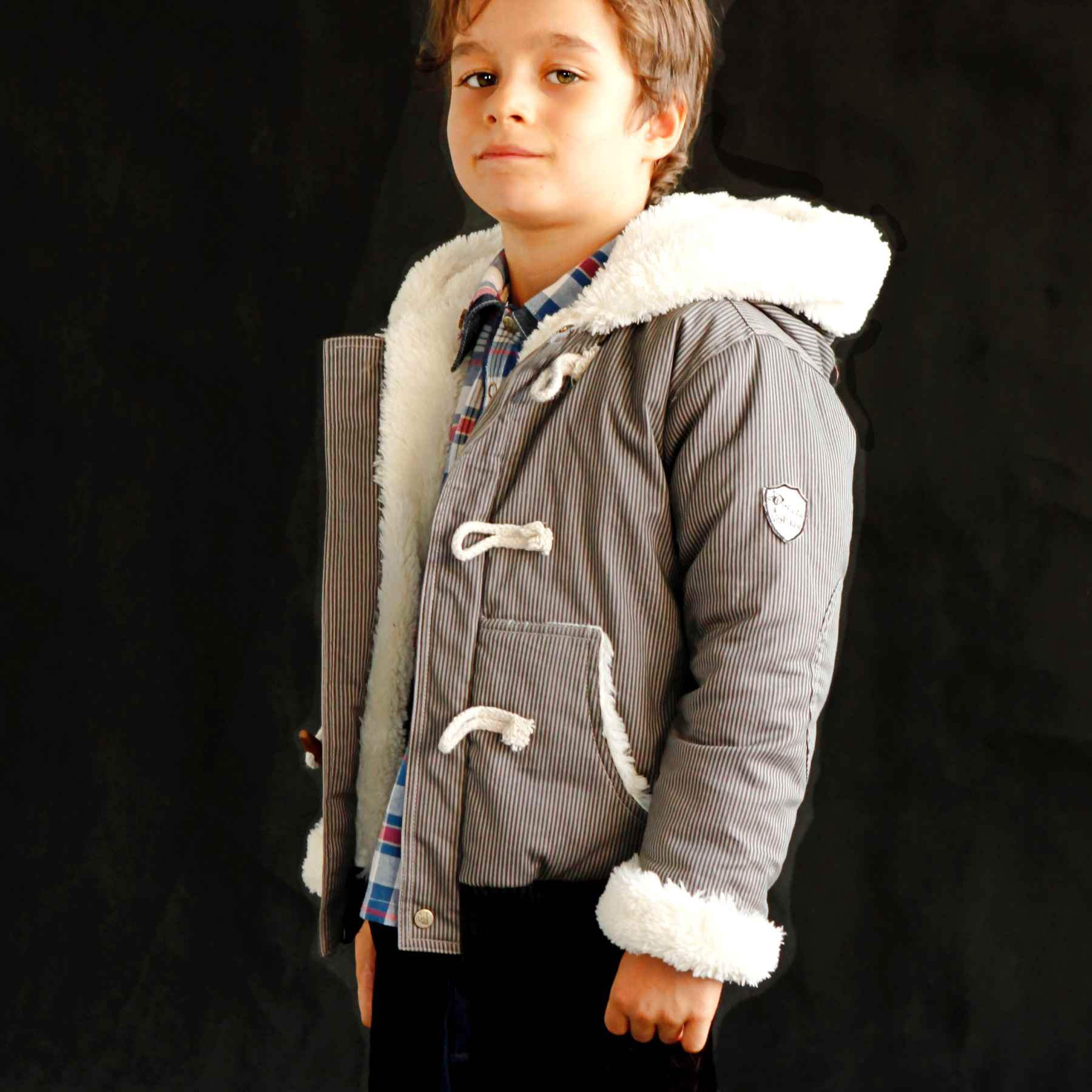 Blouson Gris Garçon | à Capuche | Doublure Imitation Mouton | JUDE – Image 5