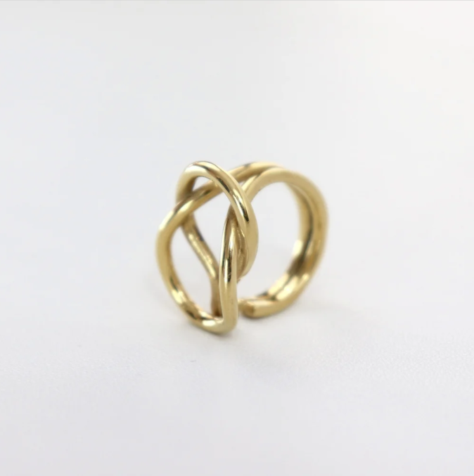 Bague ouverte plaquée or 23k – Lien infini – Image 2