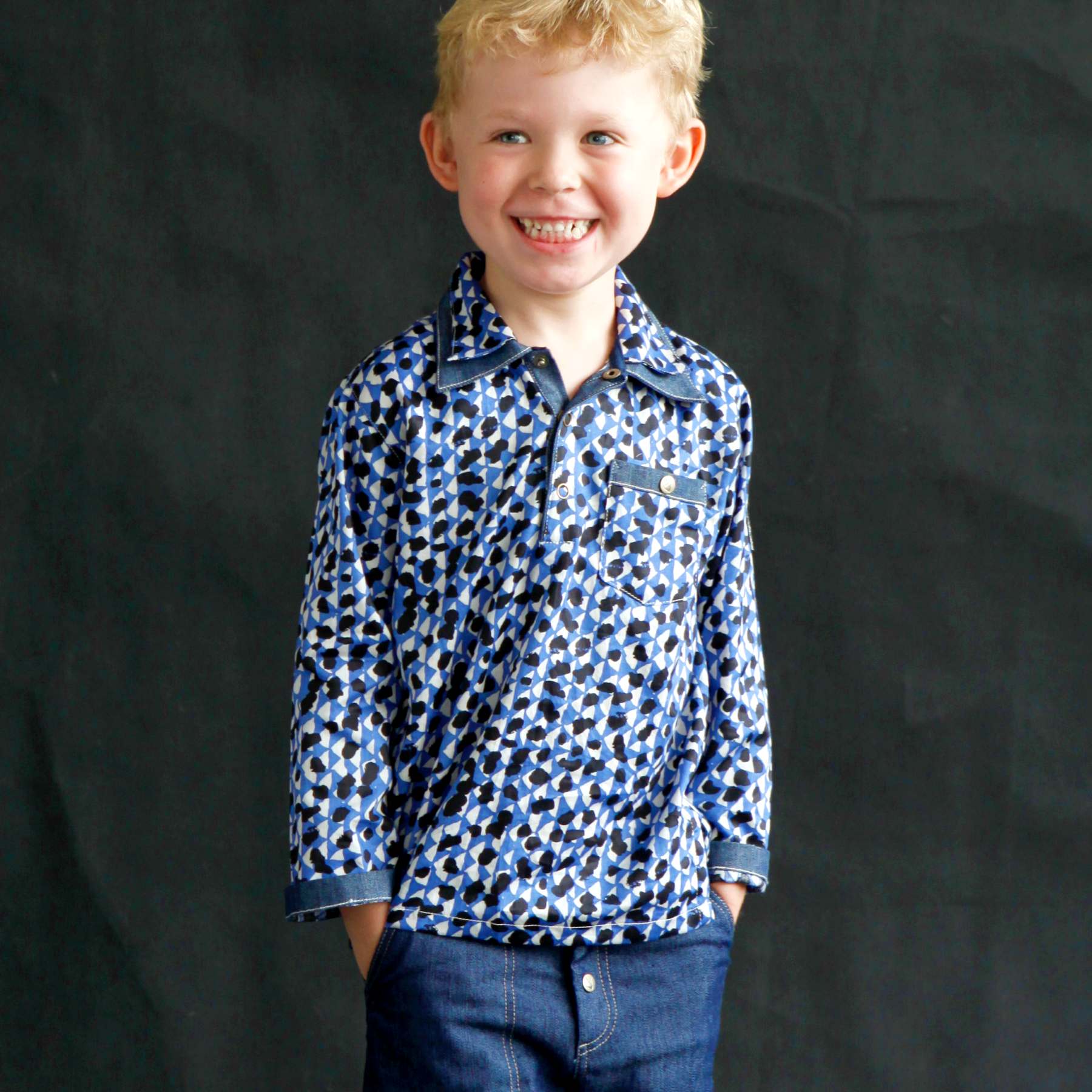 Chemise Popeline Bleue Garçon | à Manches Longues | CASPAR