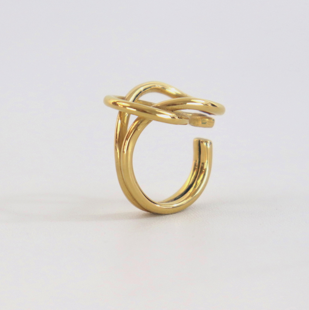 Bague ouverte plaquée or 23k – Lien infini