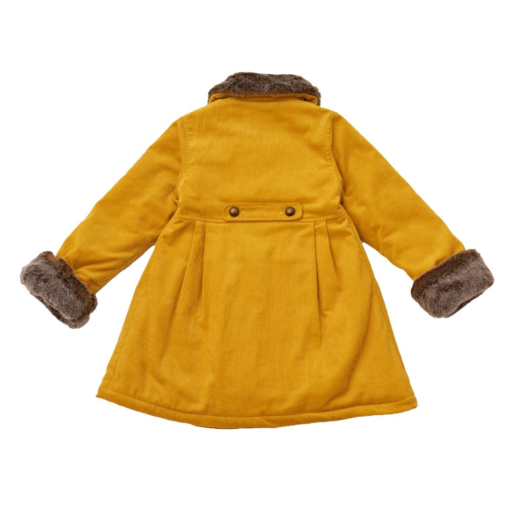 Manteau Long Fille | Velours Jaune | Col Fausse Fourrure | ANOUSHKA – Image 5