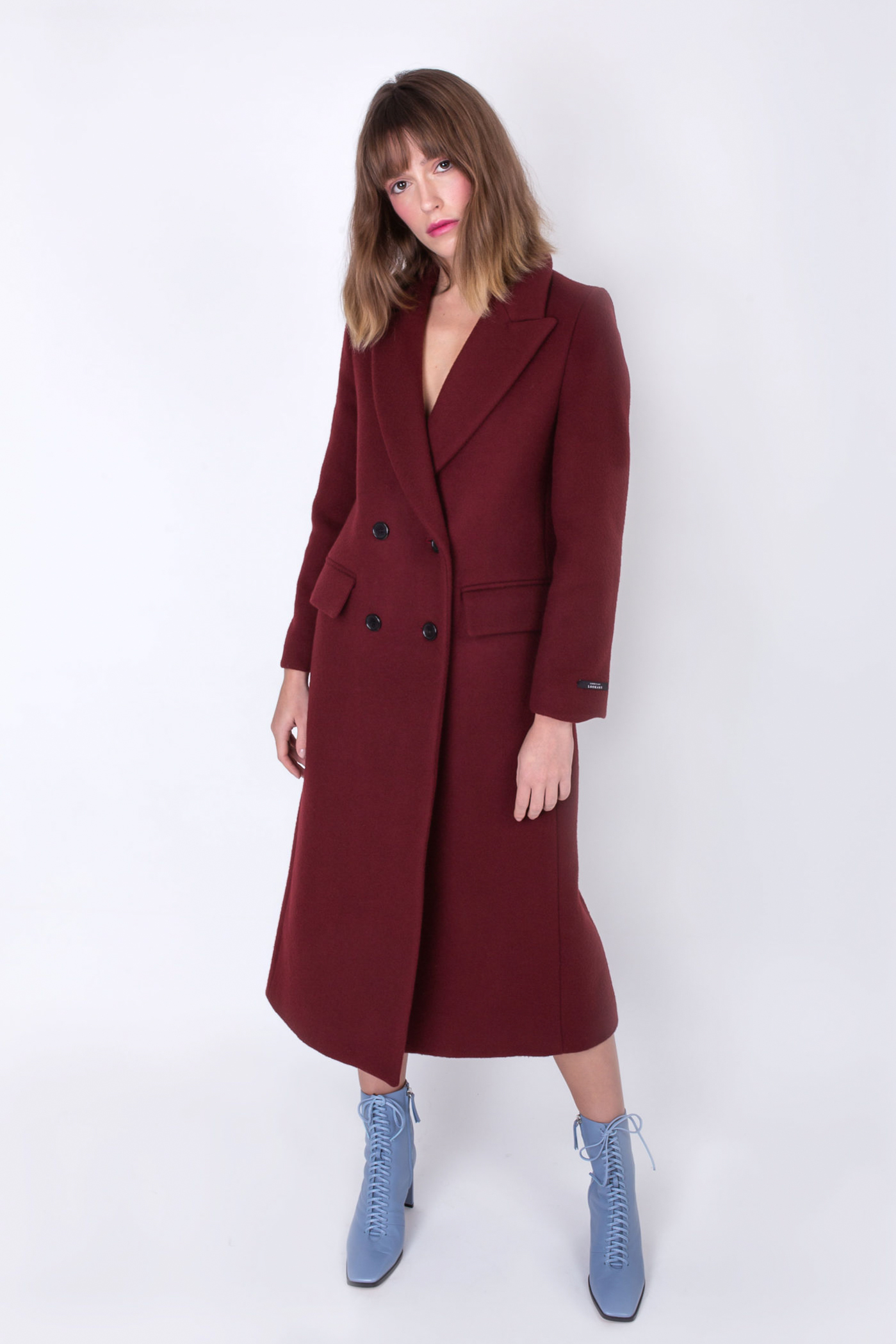 Long wool double breasted tied coat