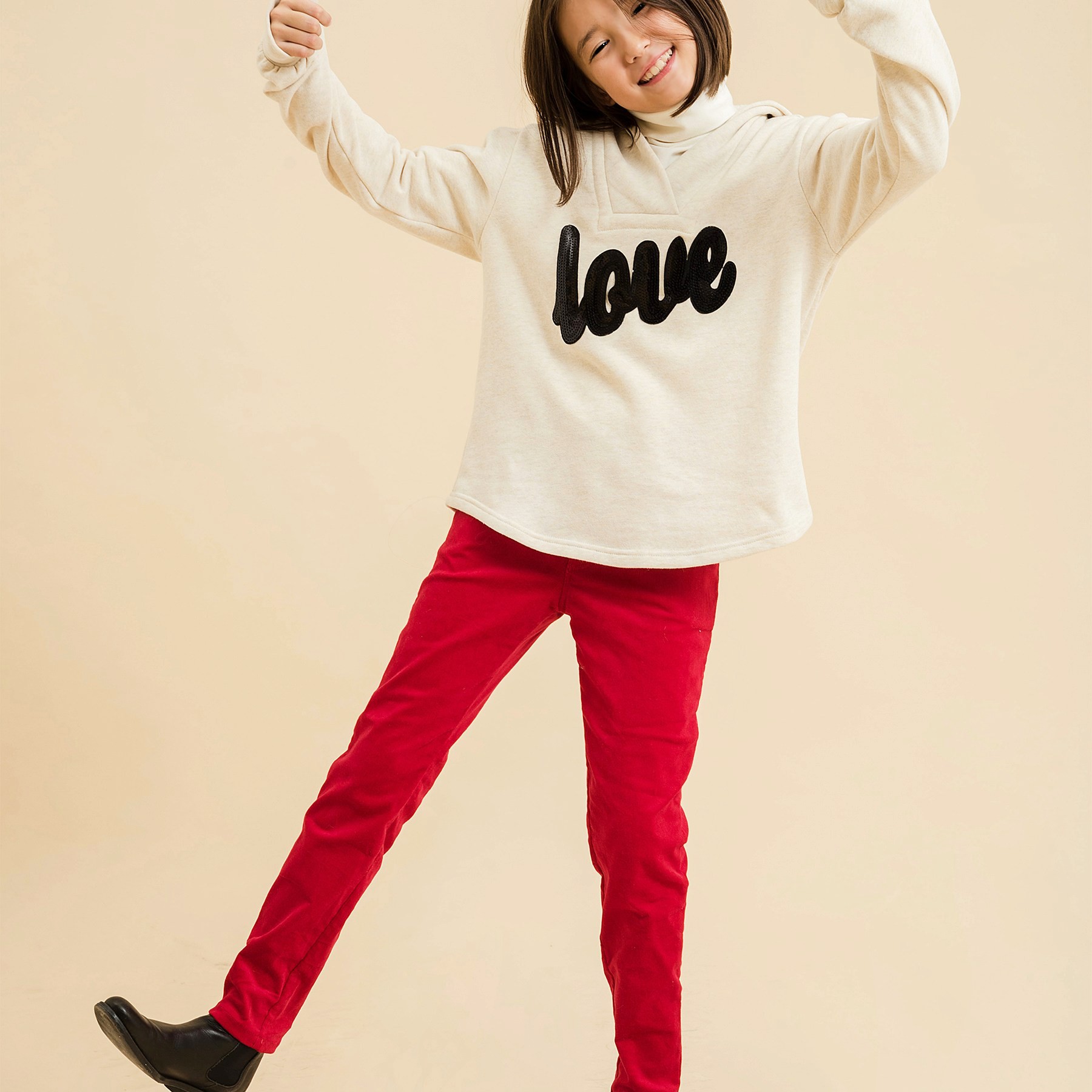 Pantalon Velours Rouge Fille | Slim Fit Stretch | MORGAN
