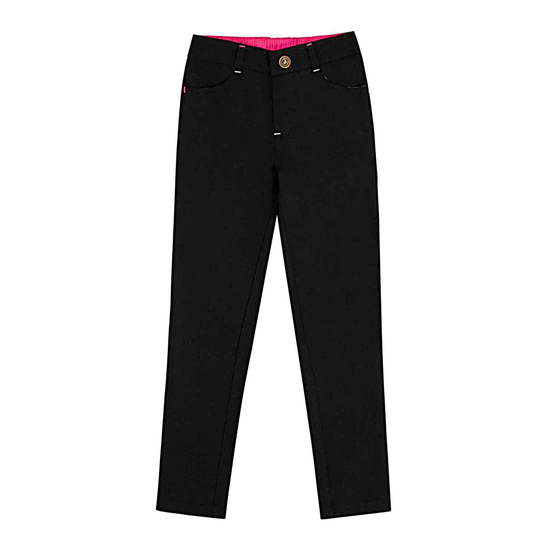Pantalon Slim Stretch Fille | Coton Fin Noir | MORGAN