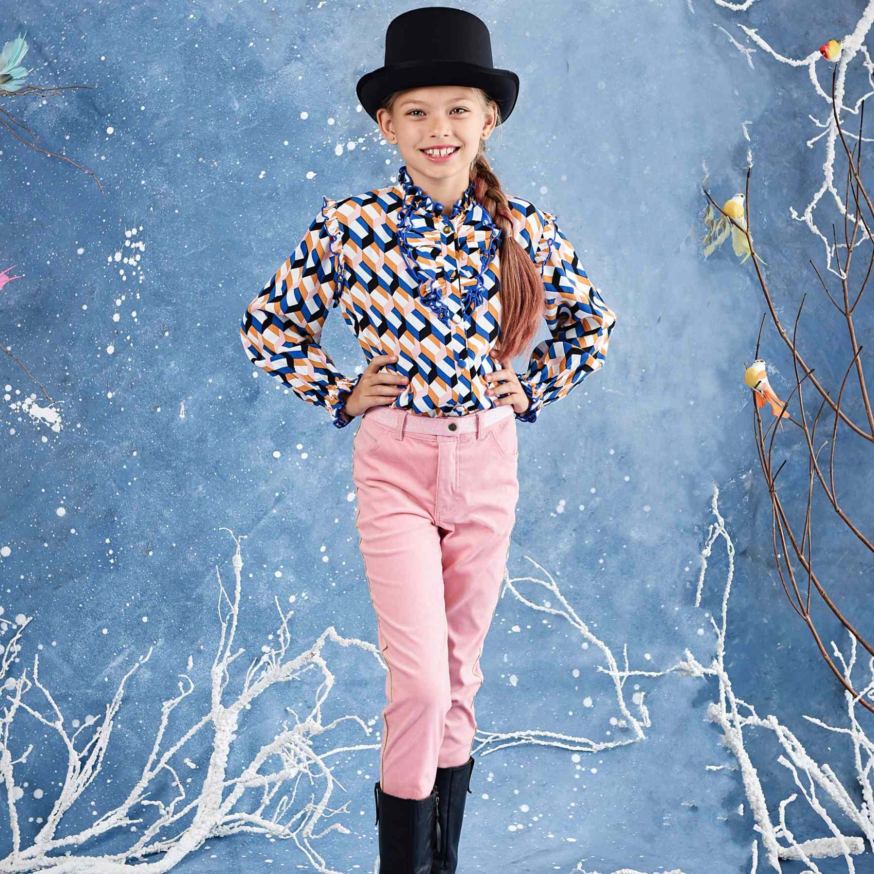 Pantalon Stretch Velours Rose Pâle Fille | JUMP