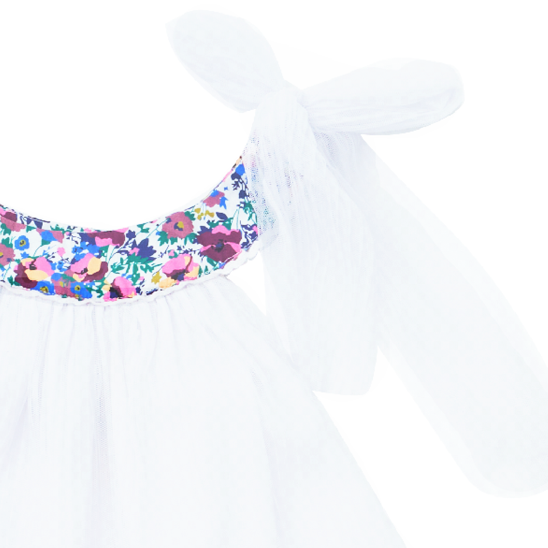 Robe Demoiselle d’Honneur Blanche Fille | Col Fleuri Violet | ALIZEE – Image 4
