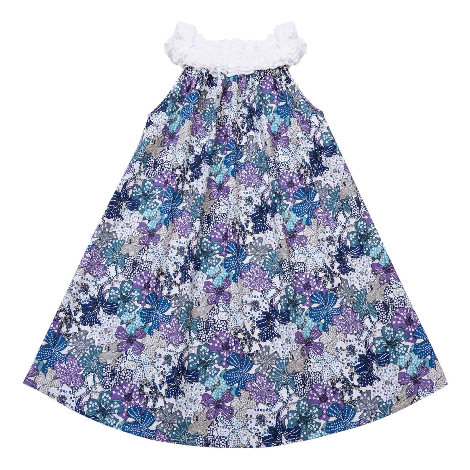 Robe Été Fleurie Liberty Bleu et Lilas Fille | MANON – Image 4