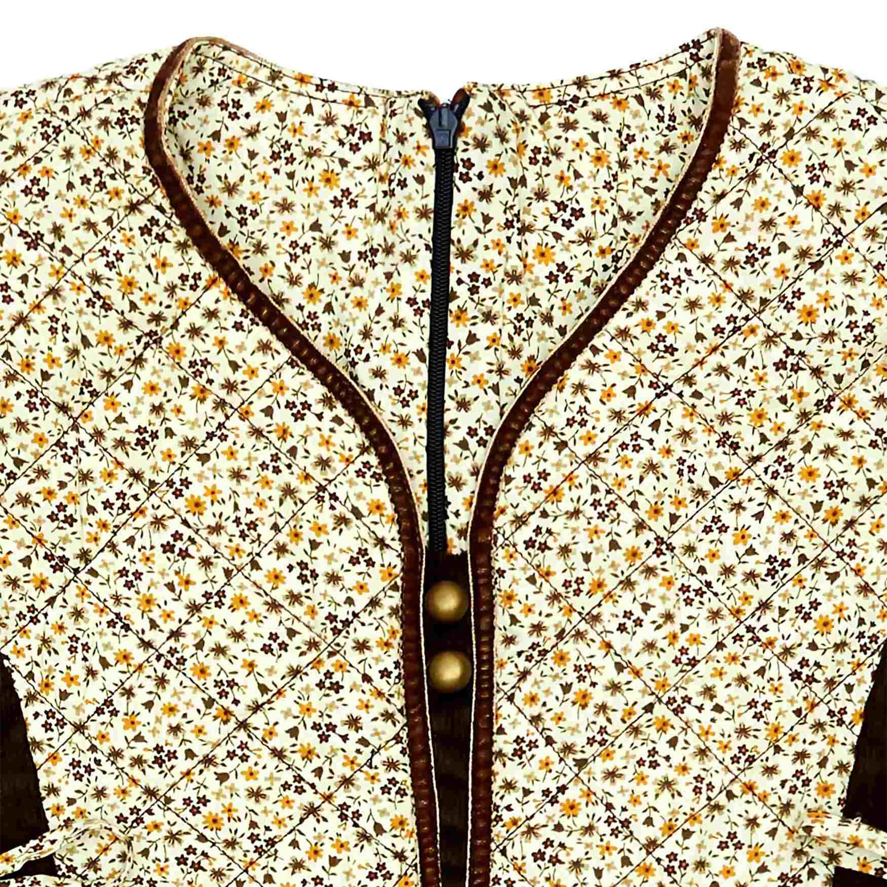 Robe Fleurie Hiver Fille | Liberty Jaune et velours Marron | MARGOT – Image 5