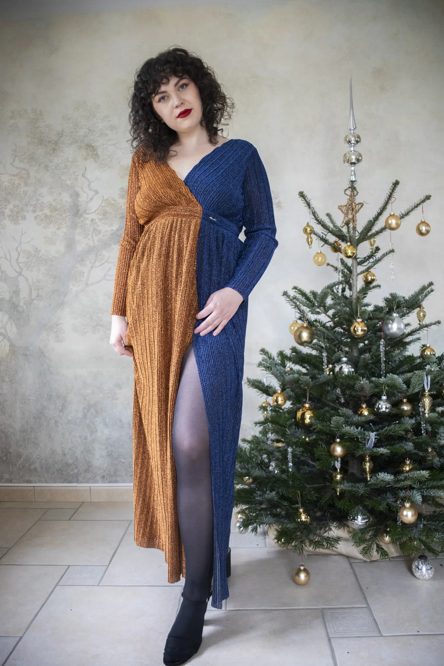 Robe longue plissée