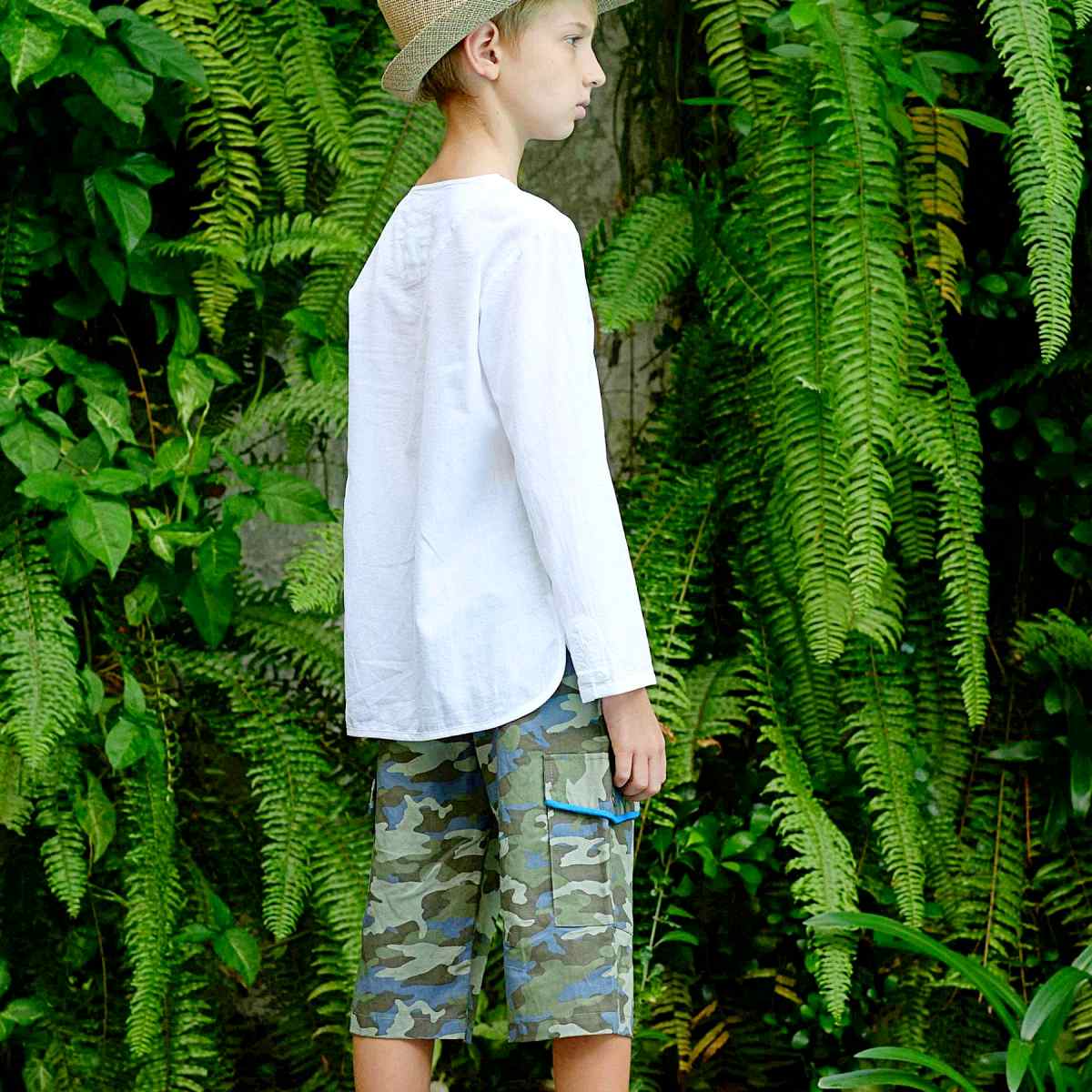 Bermuda Imprimé Camouflage Kaki / Bleu Garçon | ARCACHON – Image 2