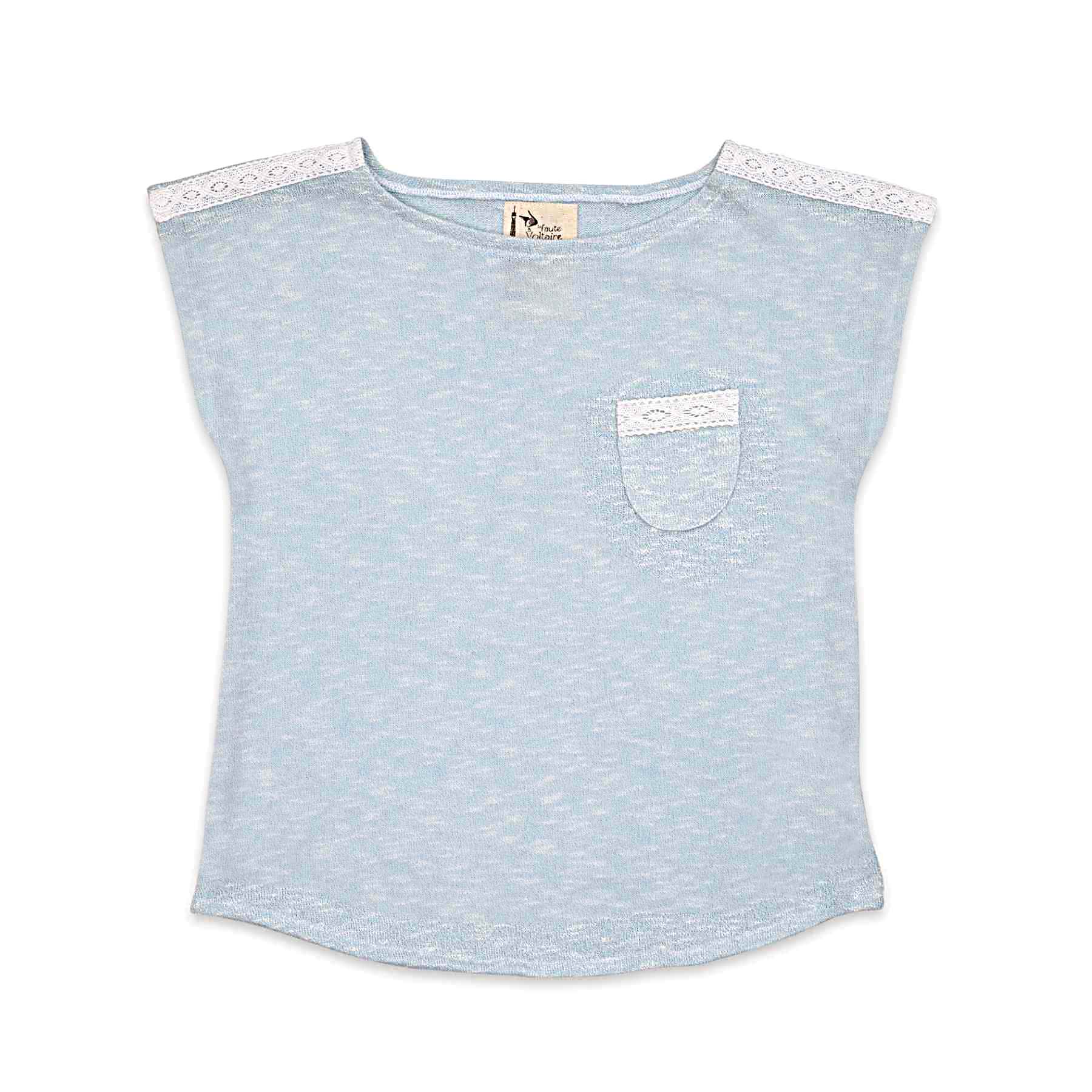 T-shirt Été Fille | Coton Effet Bambou Bleu Ciel | LILI – Image 3
