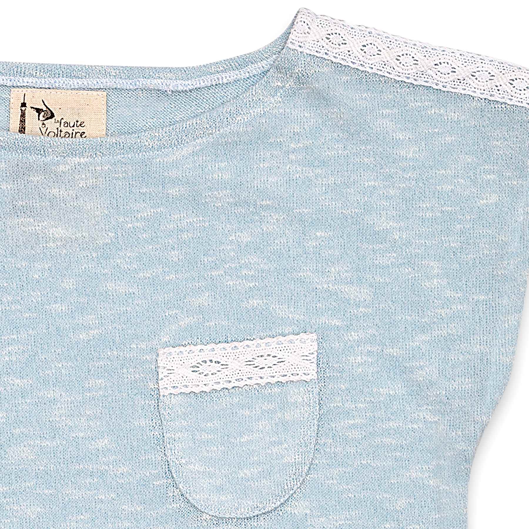 T-shirt Été Fille | Coton Effet Bambou Bleu Ciel | LILI – Image 2